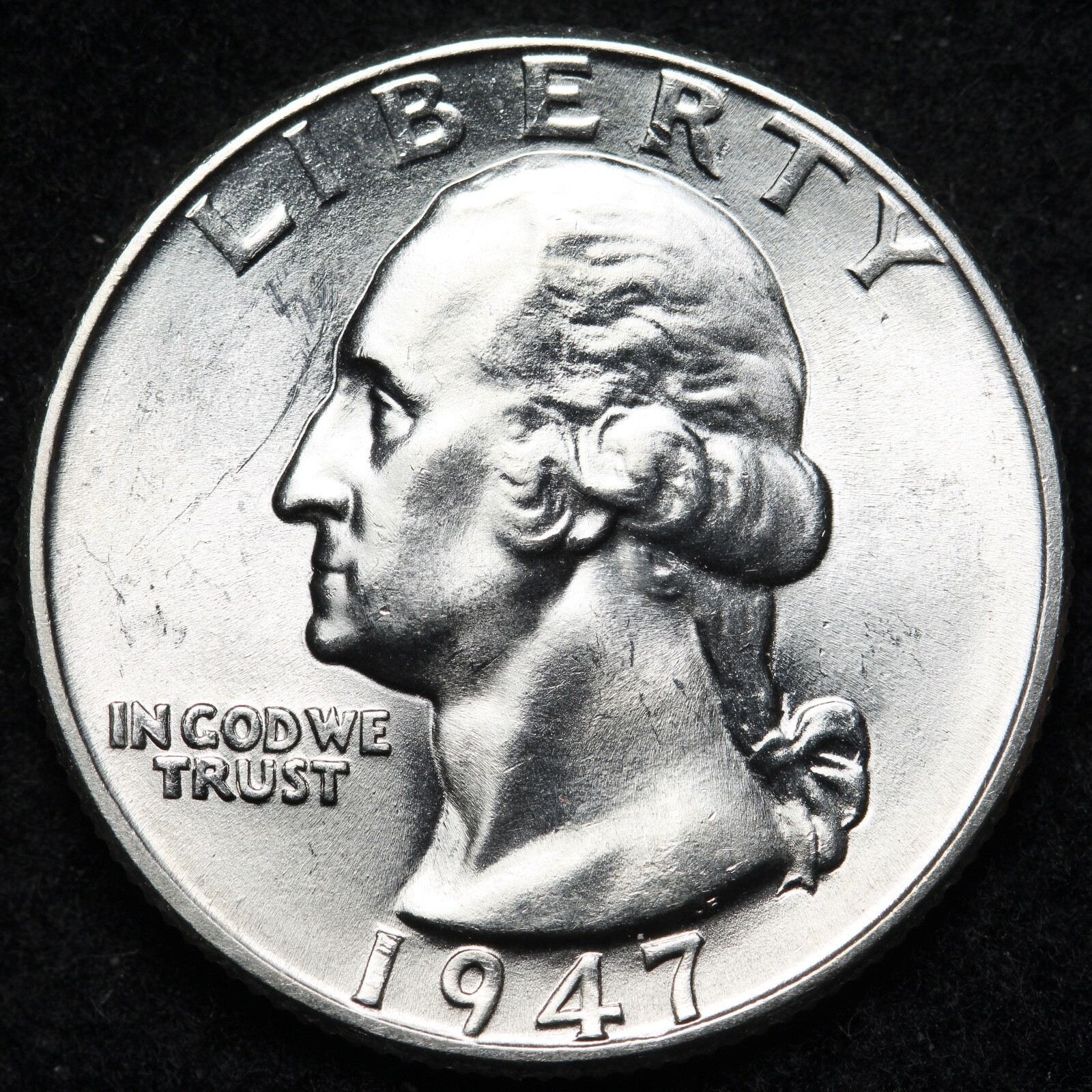 UNCIRCULATED UNC MS 1947 WASHINGTON SILVER QUARTER FREE SHIPPING
