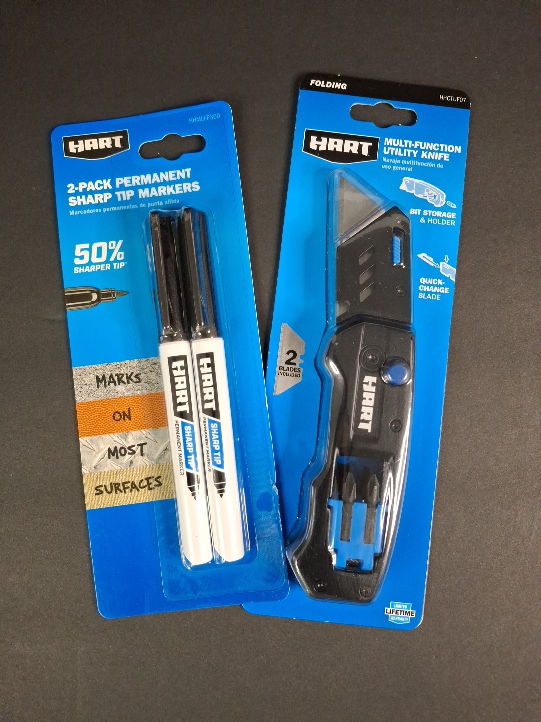 HART Multi-Function Folding Utility Knife w/ Bits & 2pk Sharp Tip Perm Markers