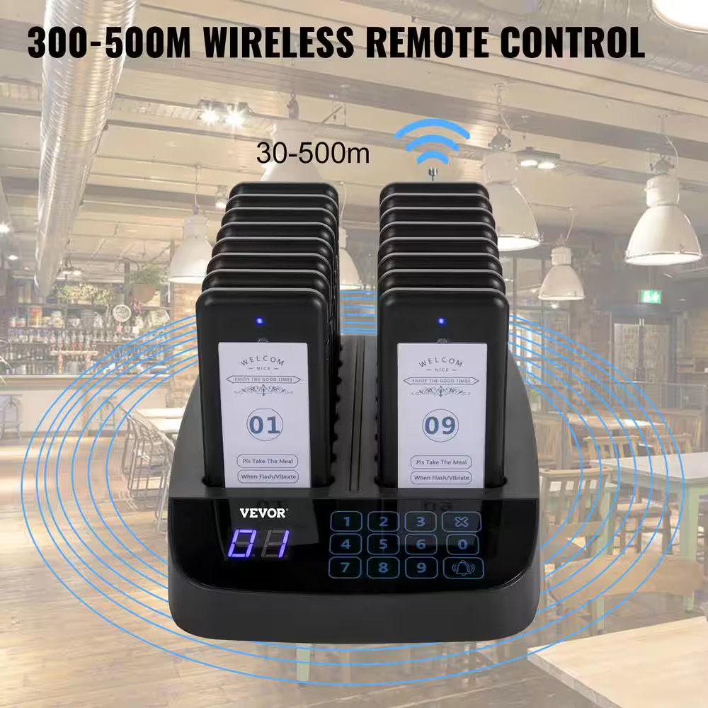 F101 Wireless Calling System 16 Pagers Touch Keyboard Restaurant Pager System wi