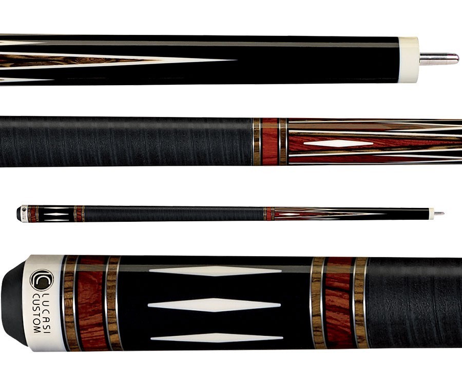 Lucasi LZC39 Zero Flexpoint Pool Cue – Bocote Inlays Black Leather Wrap Warranty