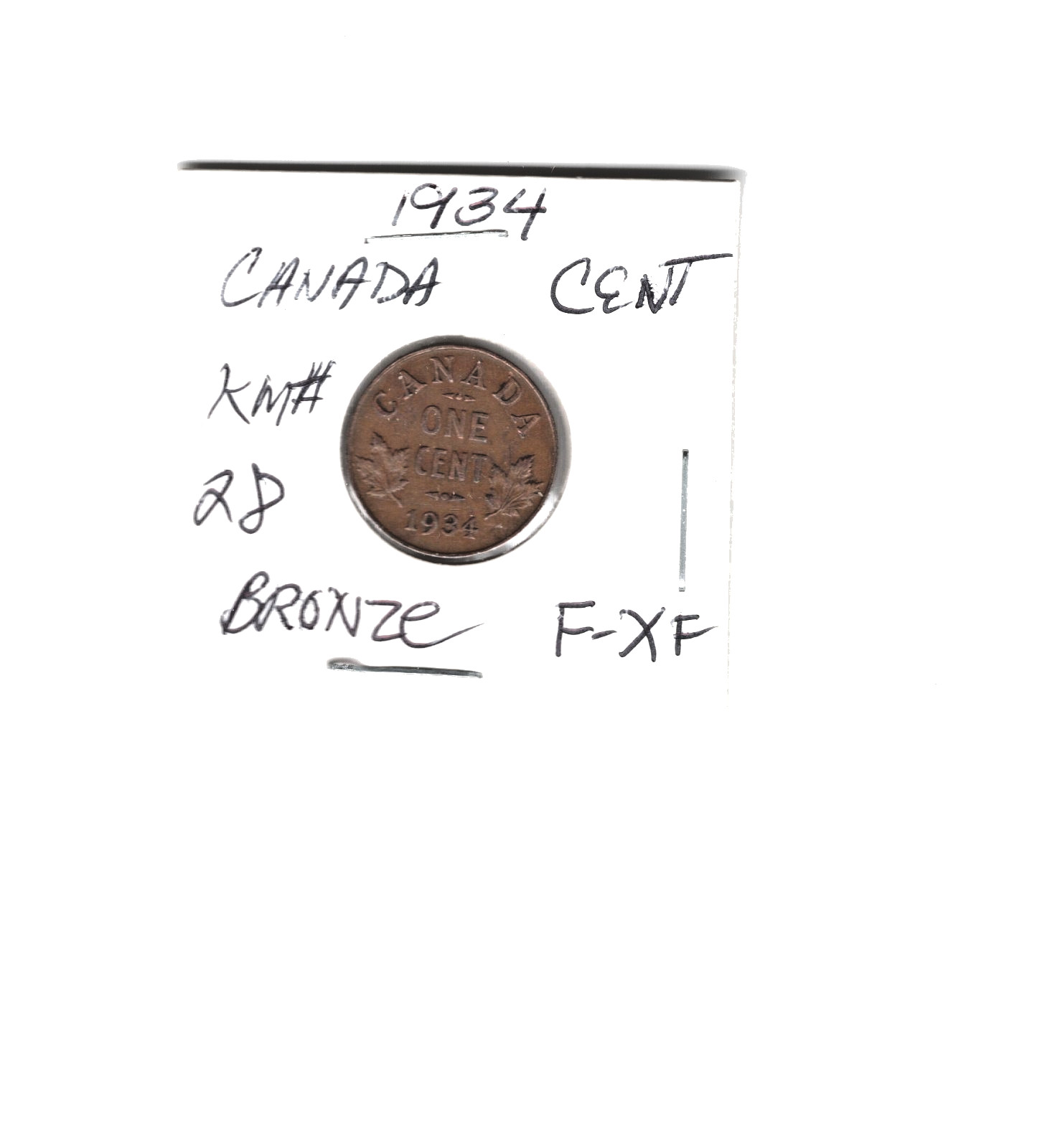 1934 CANADA ONE CENTS F-XF CONDITION NOT ABUSED NICE 91 YR OLD COIN