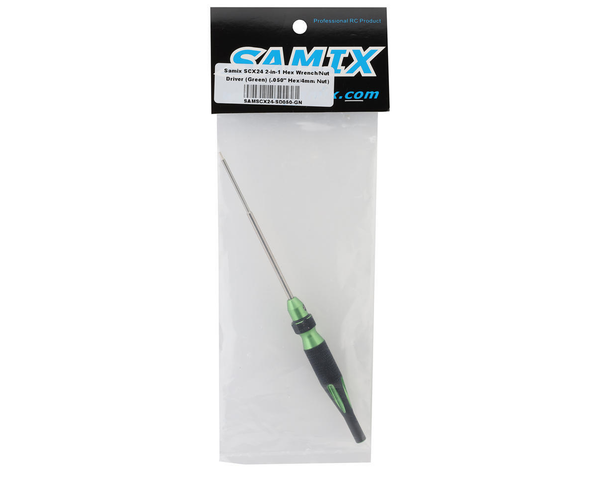 Samix SCX24 2-in-1 Hex Wrench/Nut Driver (Green) (.050" Hex/4mm Nut)