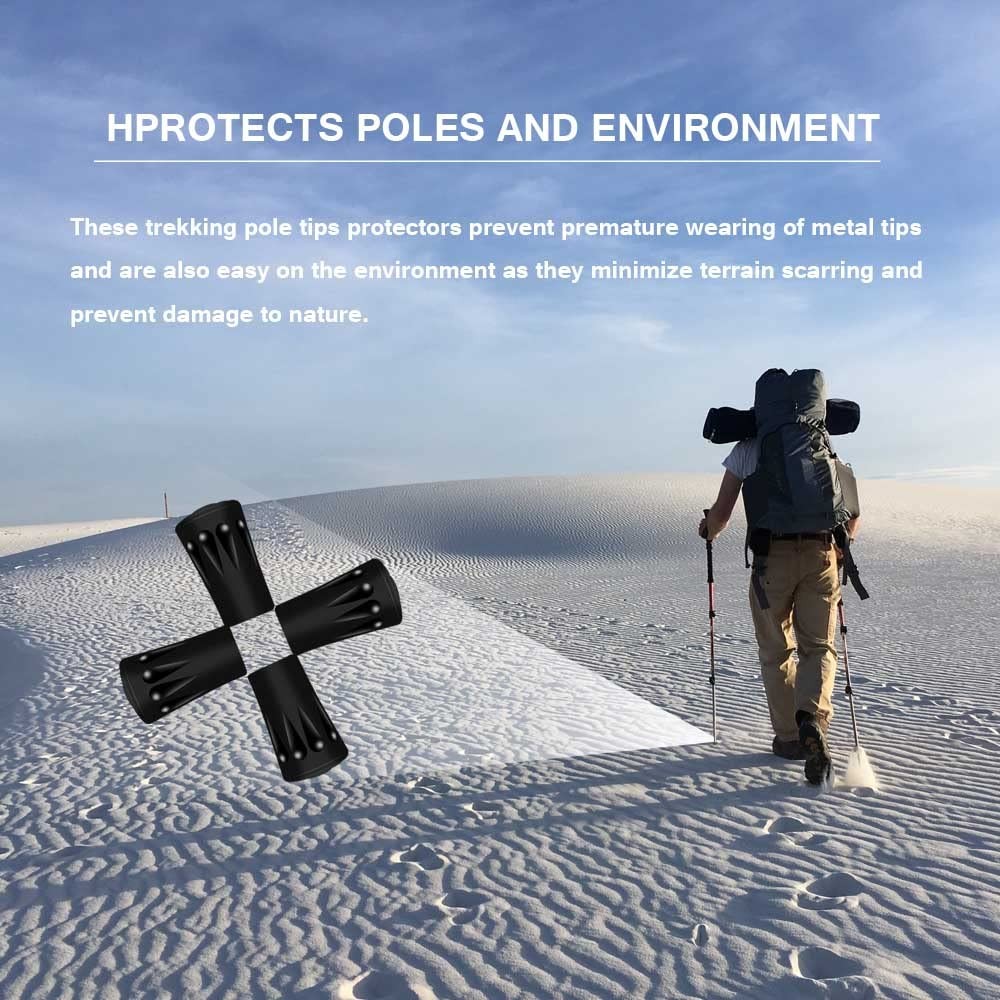 Trekking Pole Tips Protectors Walking Stick Tips, Replacement Rubber Black