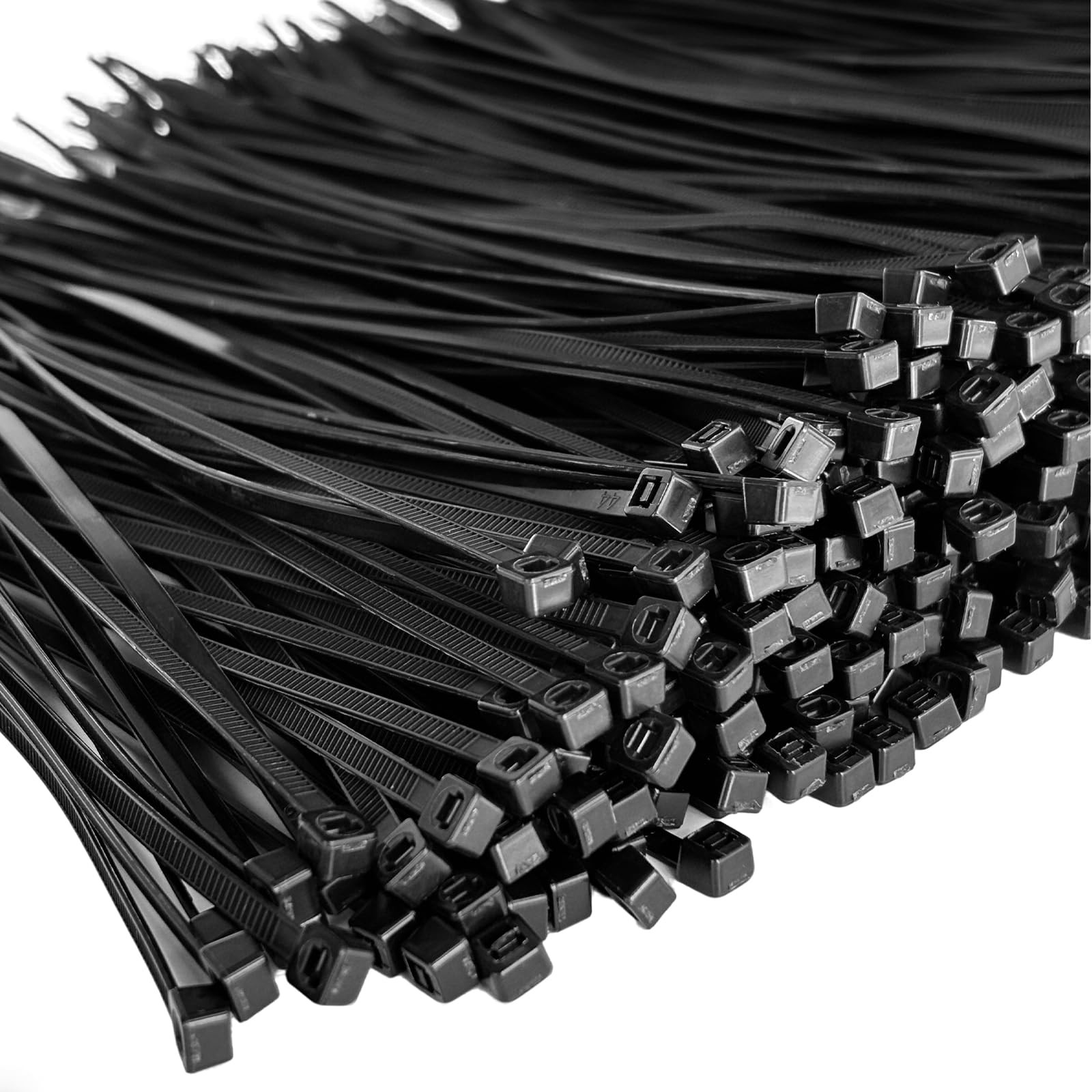 500 Pack 8 Inch Black Zip Ties 40LB Heavy Duty Nylon Cable Management Ties