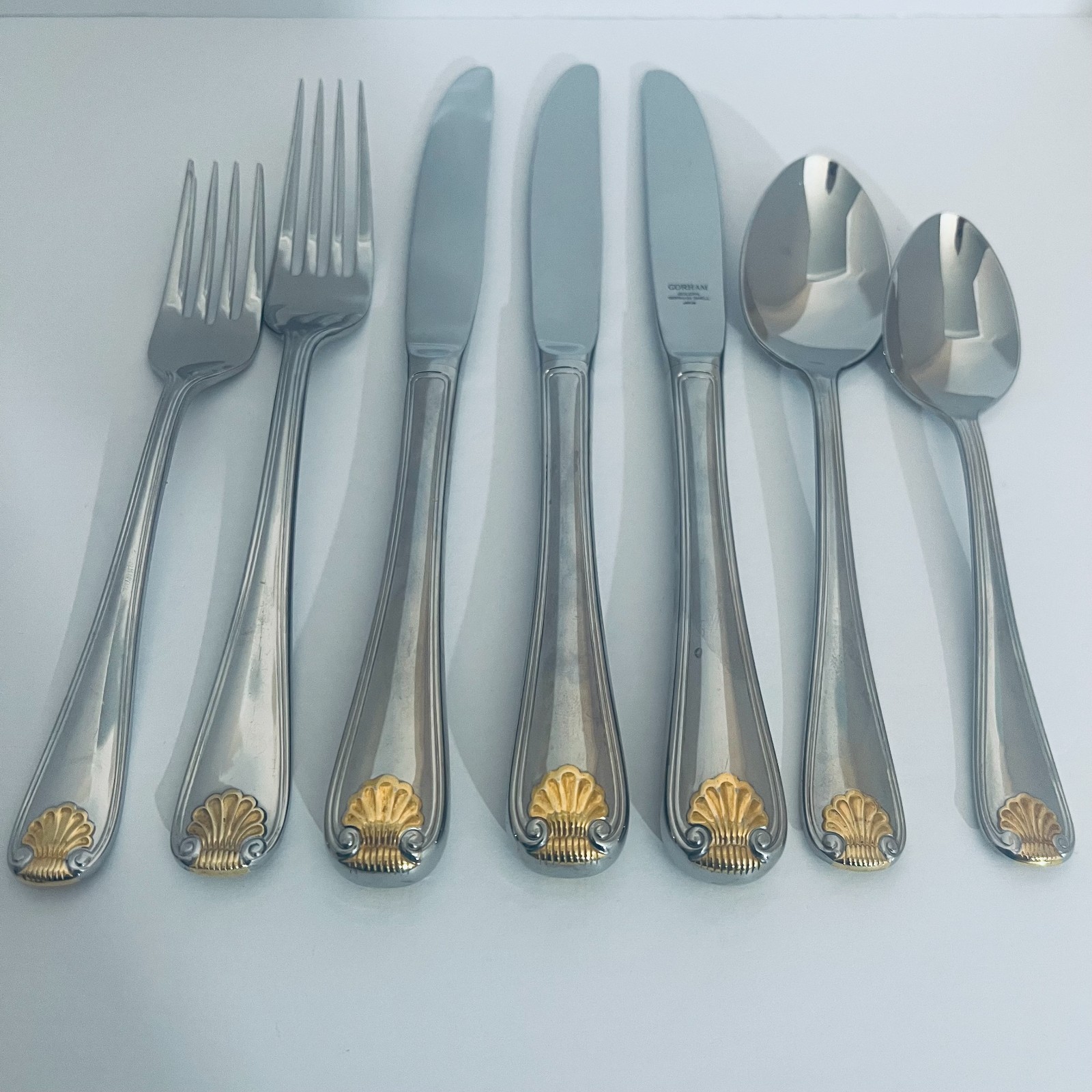 Gorham GOLDEN GORHAM SHELL Stainless Flatware Gold Accent 18/8 Japan YOU CHOOSE