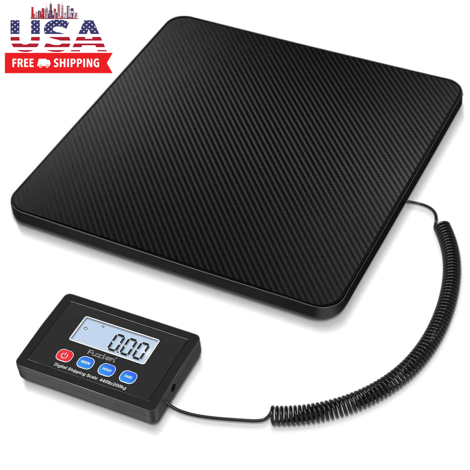 Shipping Scale, 440LB X 10G High Accuracy Postal Scale, Hold & Tare | Carbon Fib