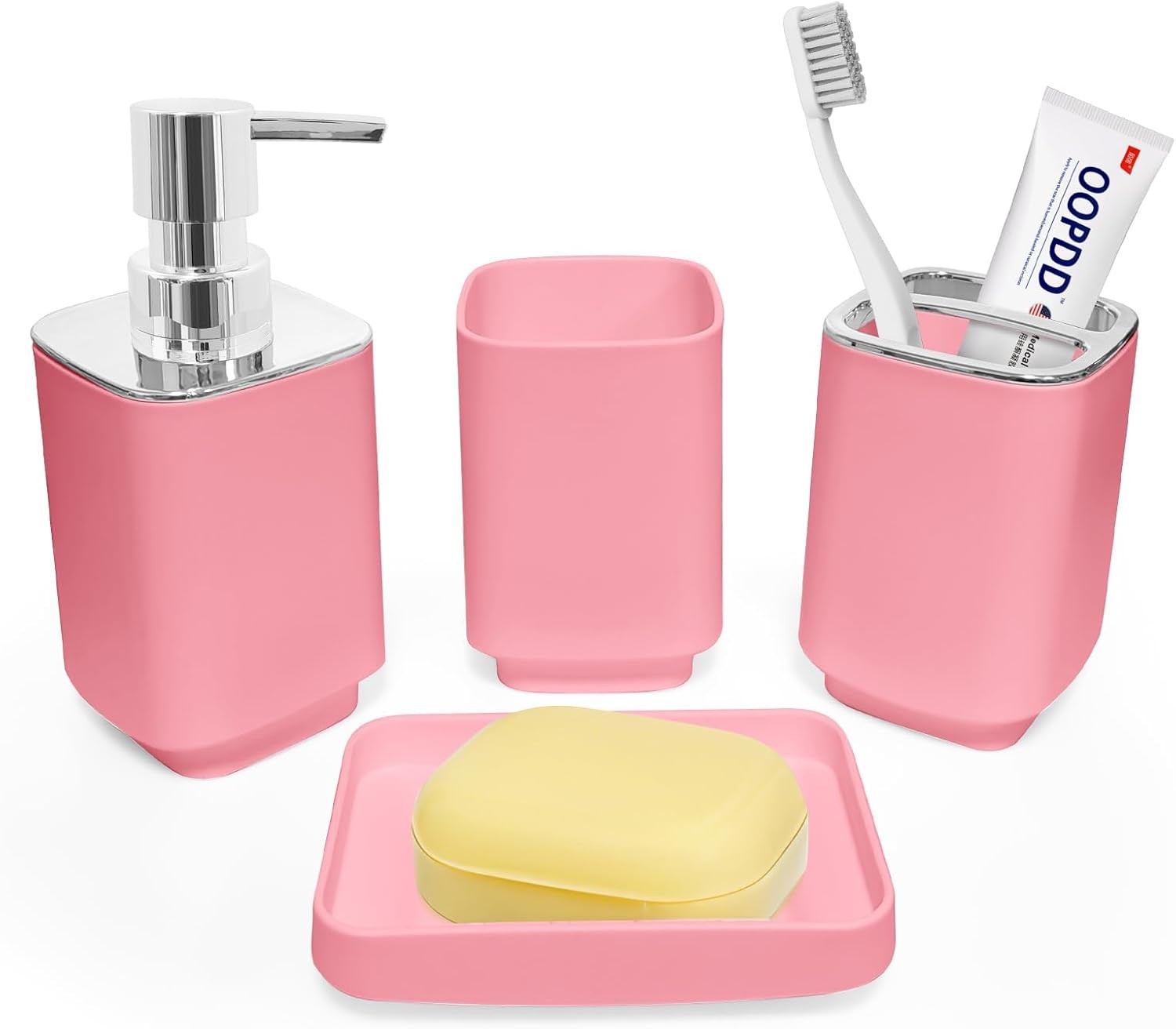 4 Piece Bathroom Accessory Sets, Light Pink Bathroom Accessories Sets Include
