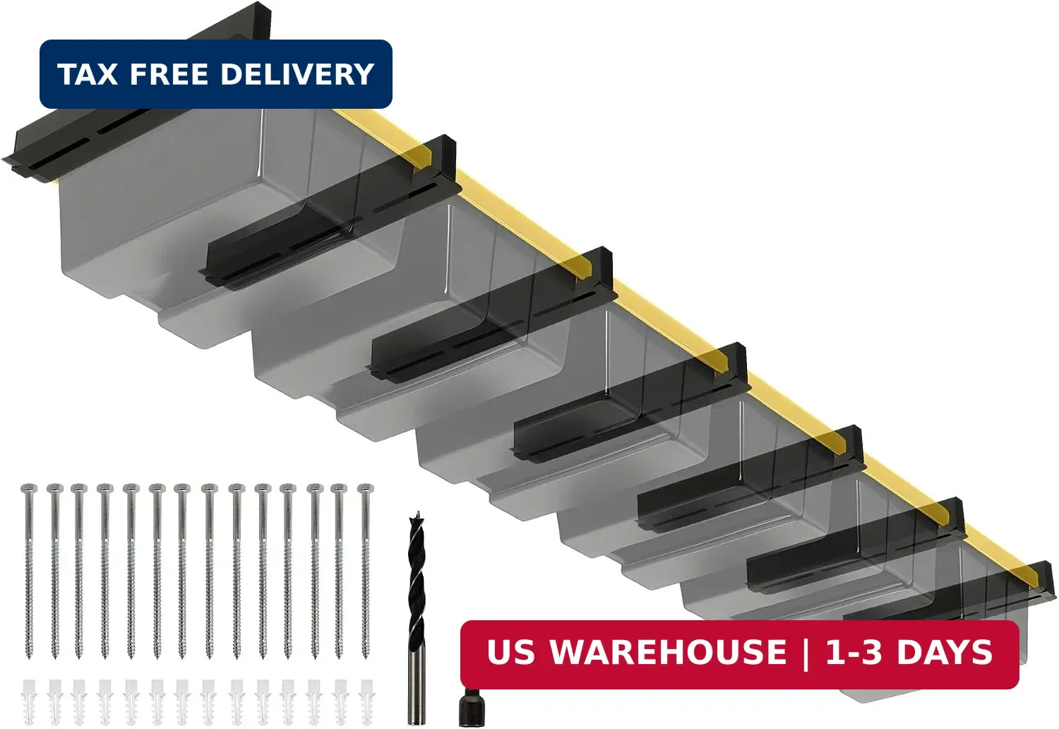 6-bin Overhead Garage Storage Rack, Ceiling Storage Racks Heavy Duty, Powder Coa