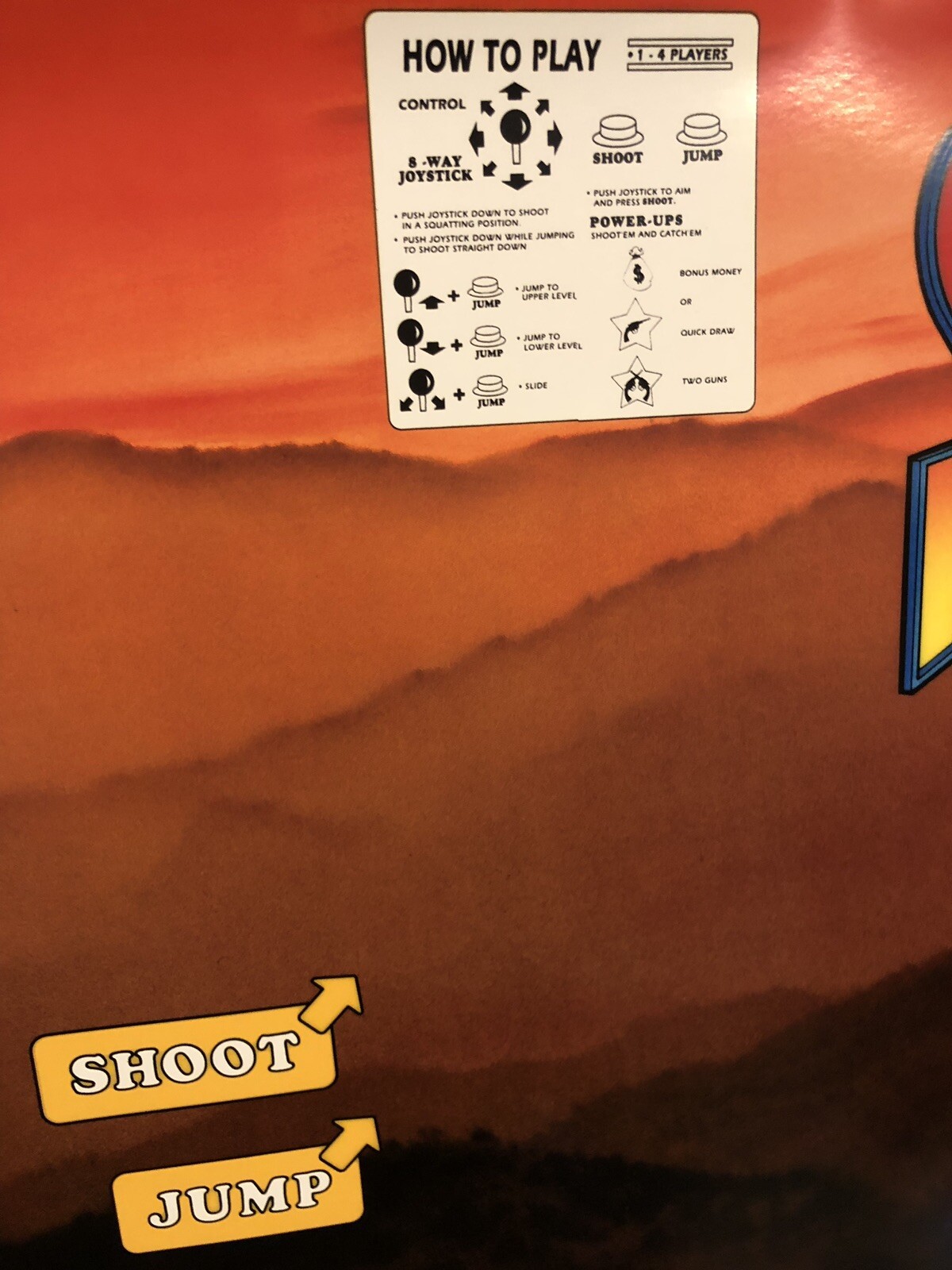 Sunset Riders Arcade Control Panel Overlay CPO Decal Sticker Konami