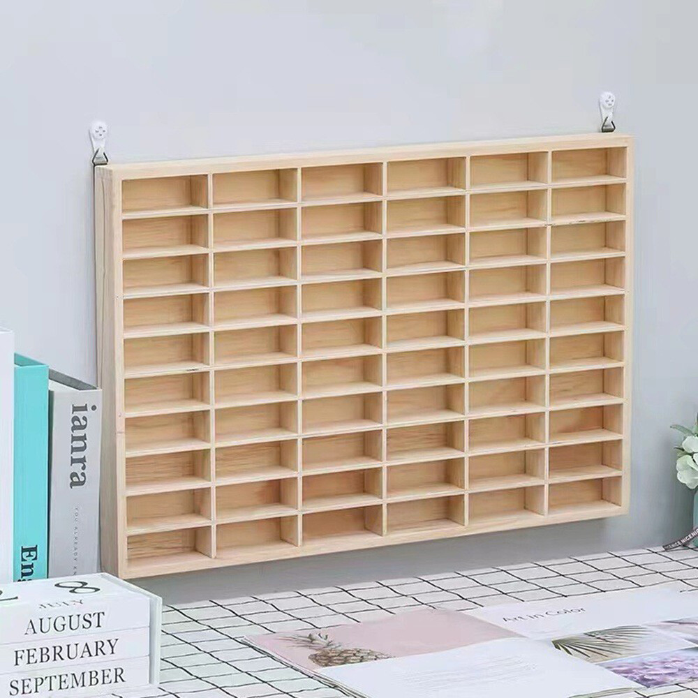 1/64 Wooden Display Storage Cabinet,60 Grids for Diecast Car Matchbox US STOCK