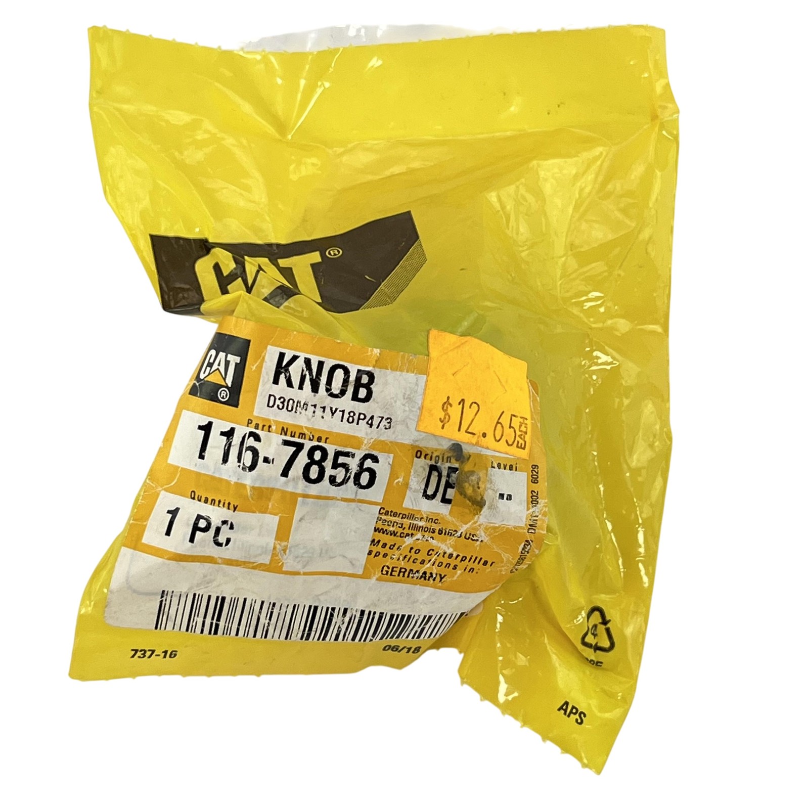 CAT Caterpillar Knob 116-7856 Genuine OEM Part Made in Germany New Sealed Bag