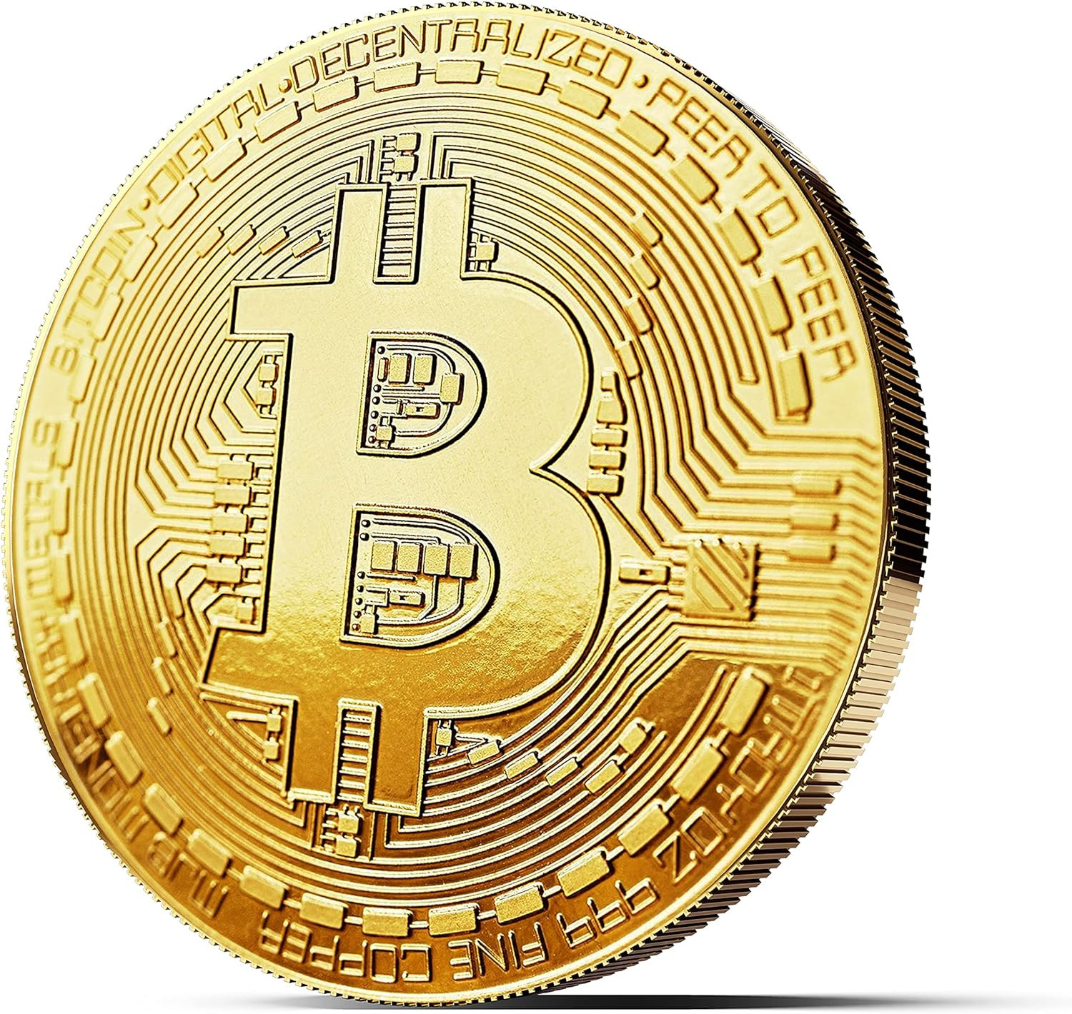Physical Bitcoin Plated with 24-Carat Gold. a Real Collector‘S Item with Protect