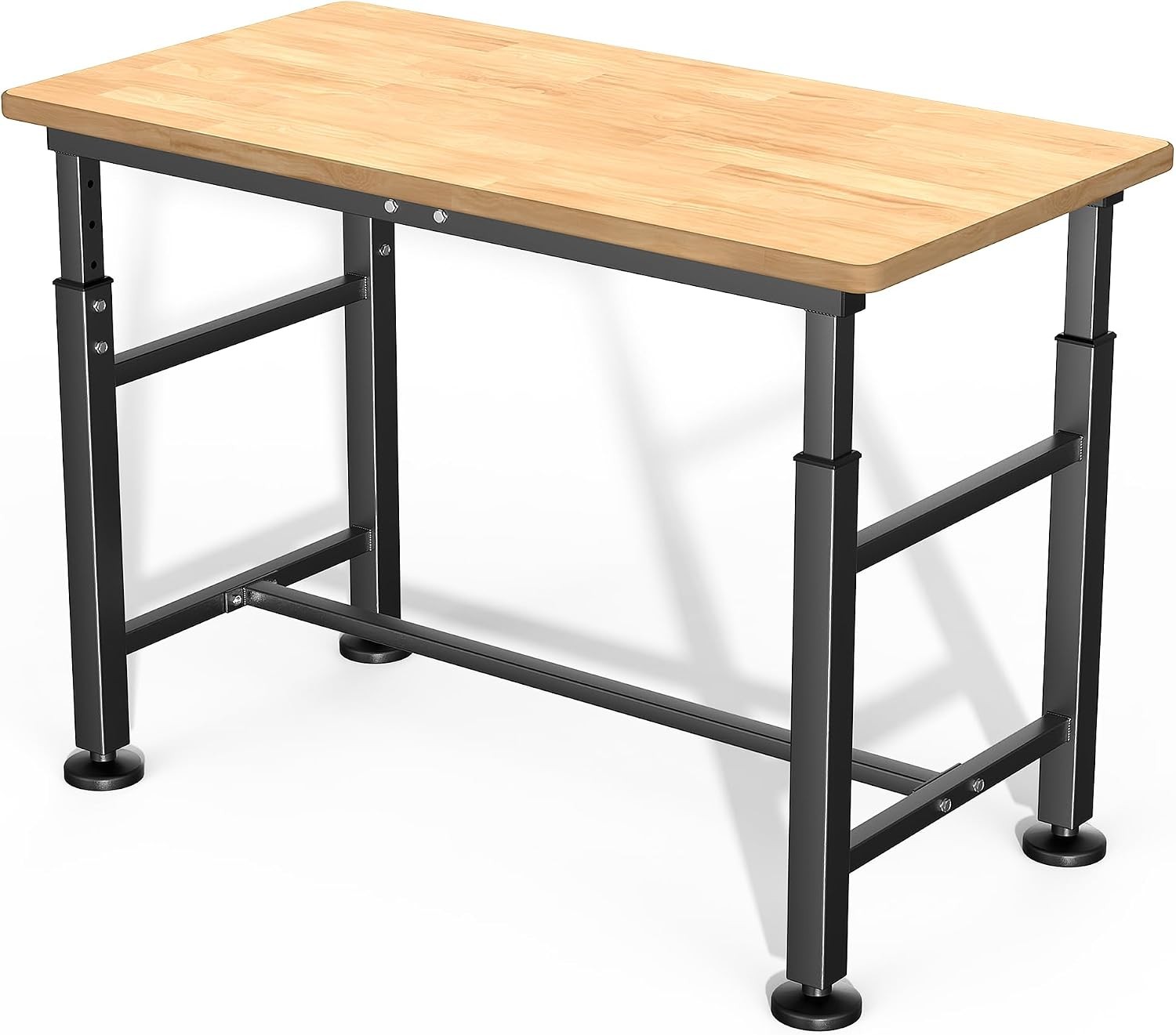 Workbench Garage 47.5" Adjustable Height Work Table Heavy Duty Rubber Wood