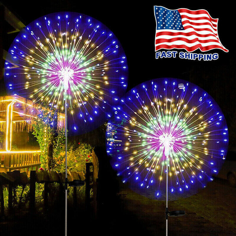 Solar Firework Lights LED Outdoor Garden Pathway Decor Waterproof Starburst Lamp