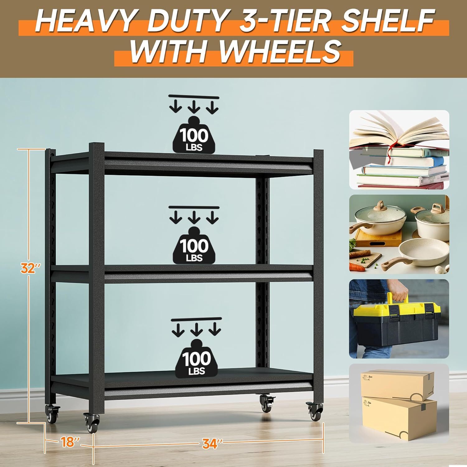 Workbench on Wheels, Adjustable Heavy Duty Work Table with Wheels, Heavy Duty