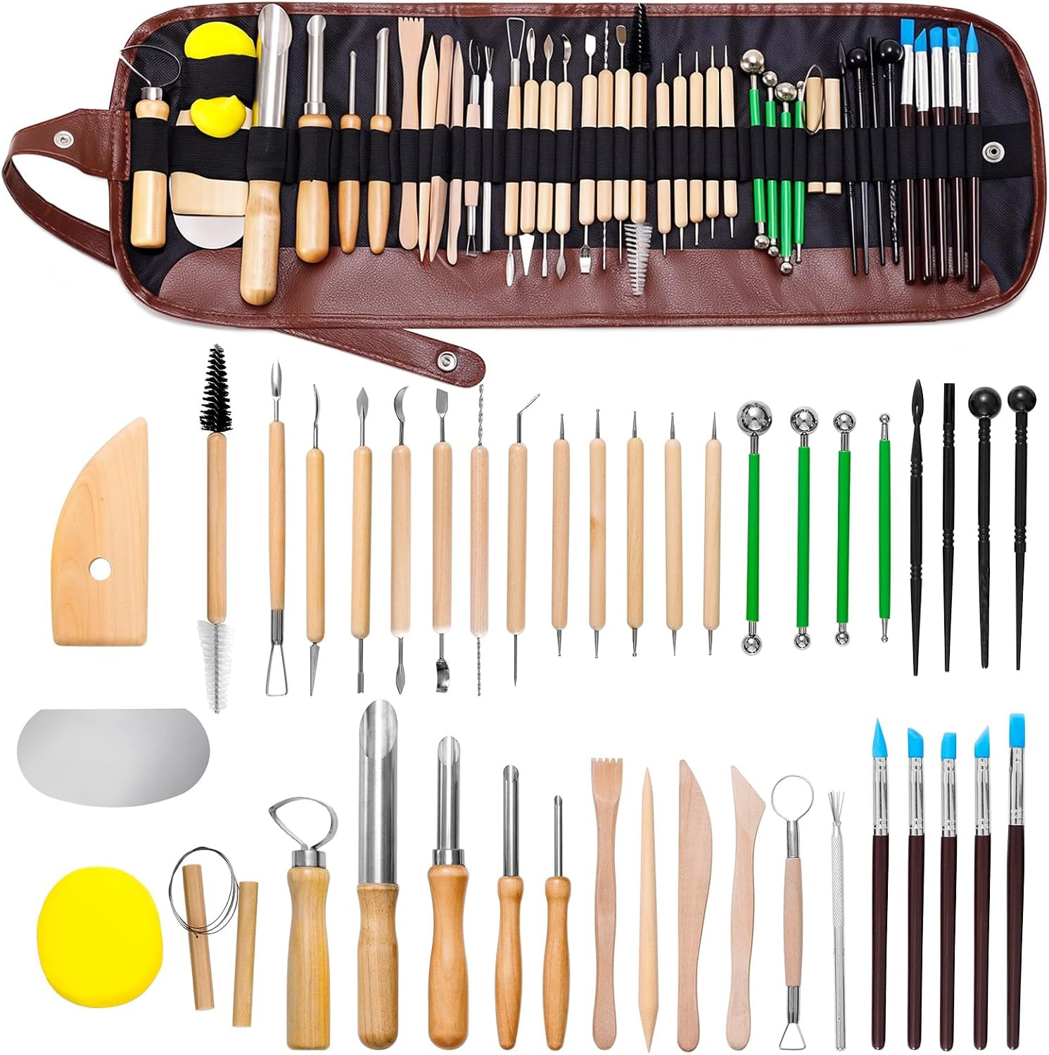42 PCS Adult Clay Sculpting Tools Kit, All-In-One Pottery Tool Set for Carving,