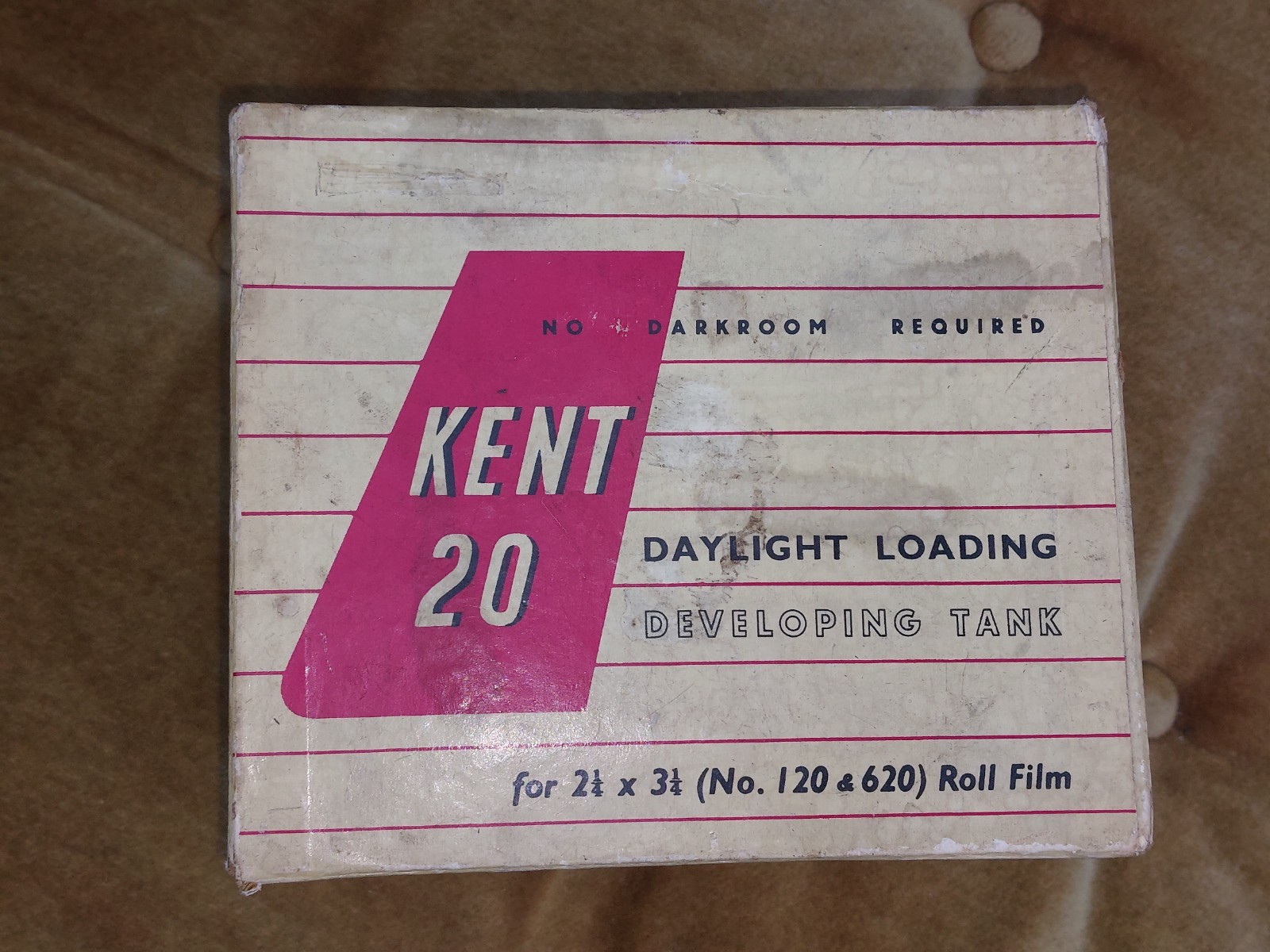 Vintage Photography Kent 20 Daylight Loading Developing Tank, BOX ONLY FILM PROP