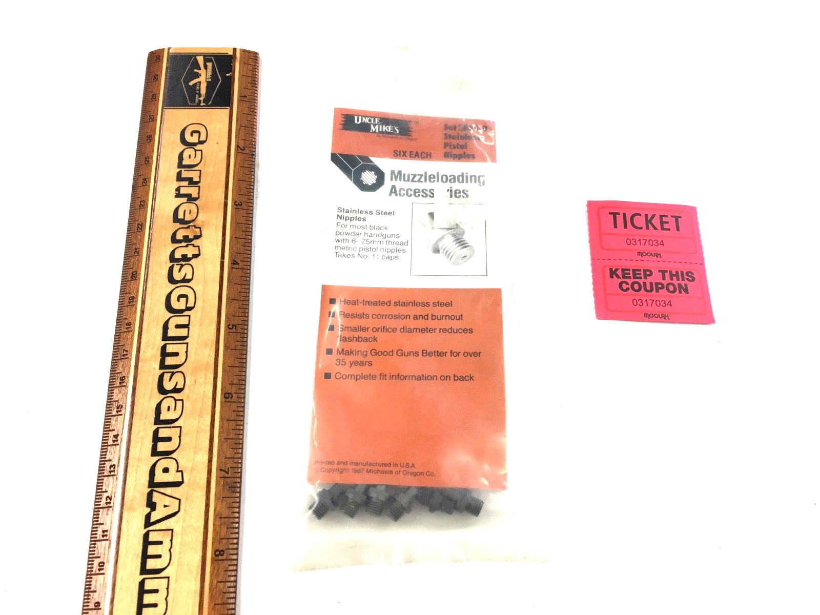 NOS Uncle Mikes black powder model 2865-0 6 nipples .75mm thread 317034