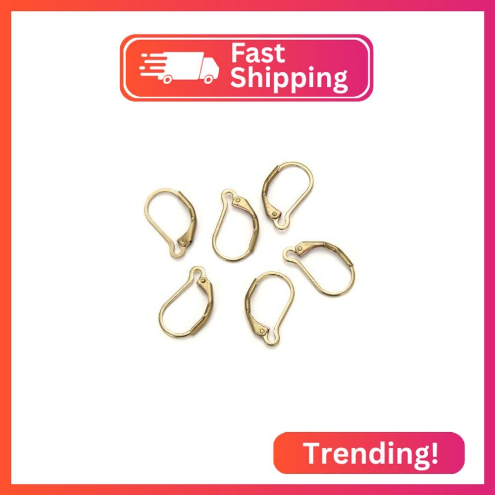 Adabele 50pcs Raw Brass Interchangeable Leverback Earring Hooks Strong Ear Wire