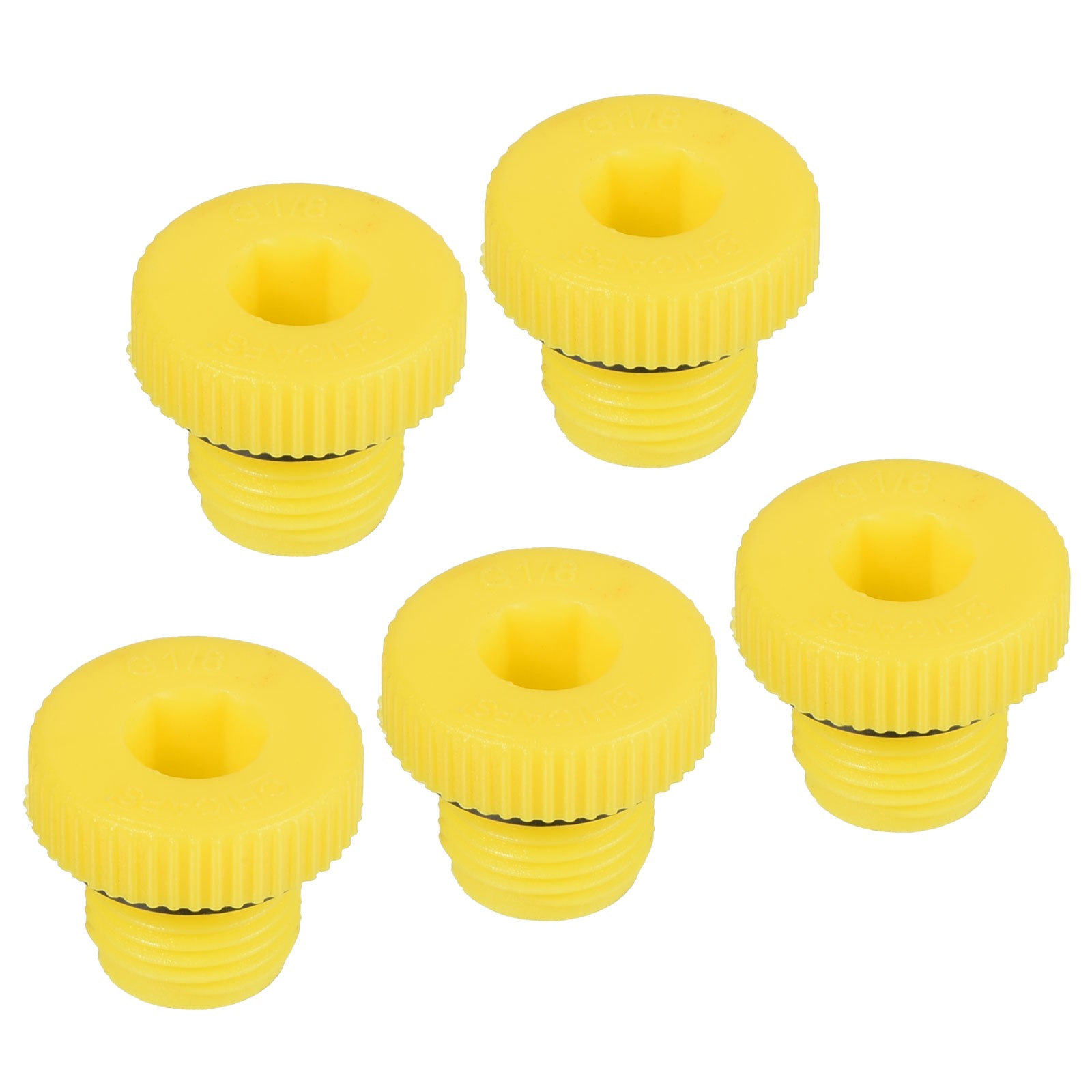 5pcs G1/8 Hold Plugs Plastic Male Thread Hex Socket Sealing End Cap, Yellow