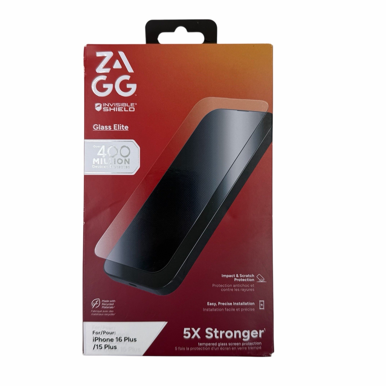 Zagg Glass Elite Tempered Glass Screen Protection for iPhone 16 Plus & 15 Plus