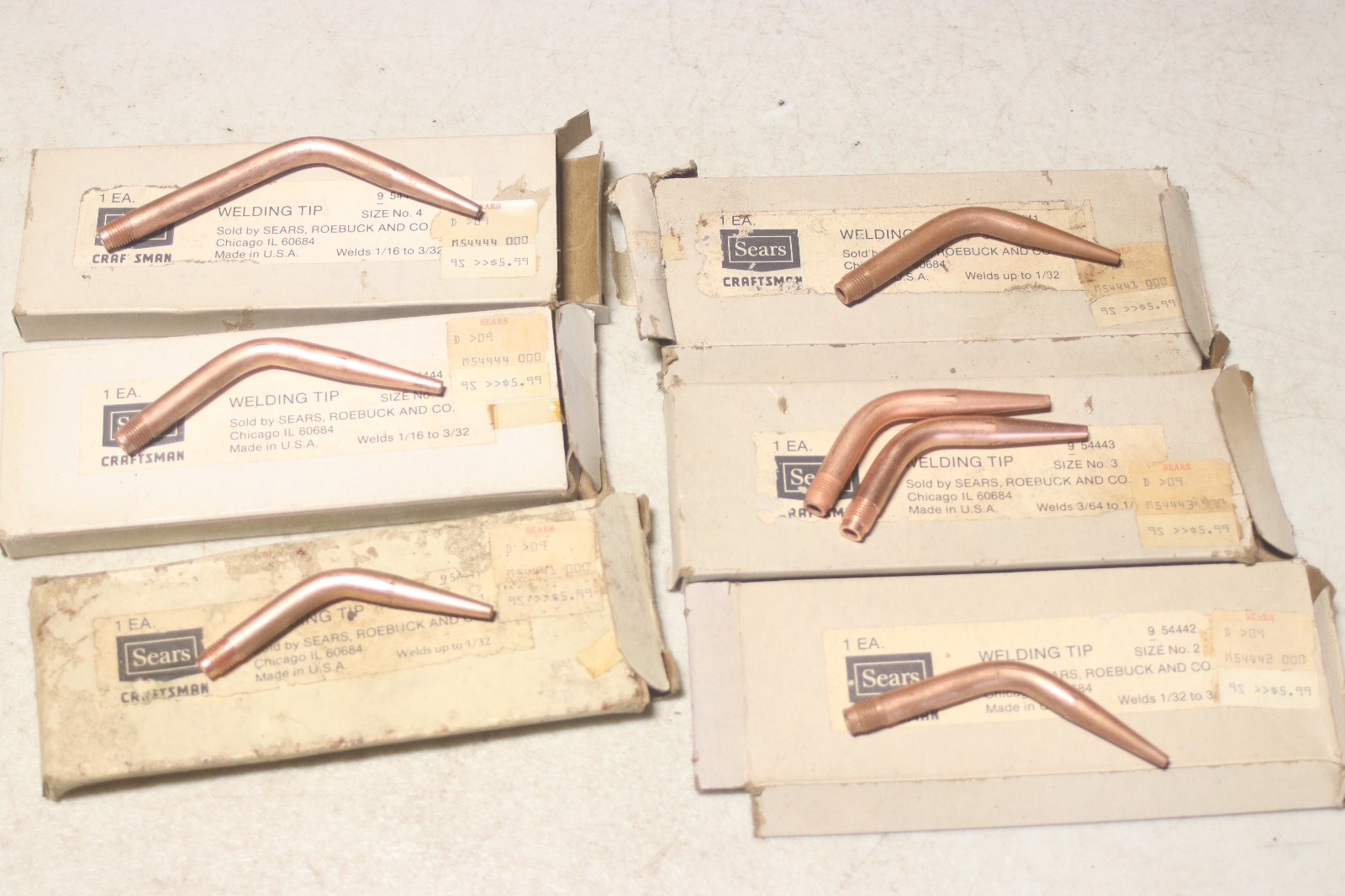 Lot of 7 Craftsman Welding Tips USA