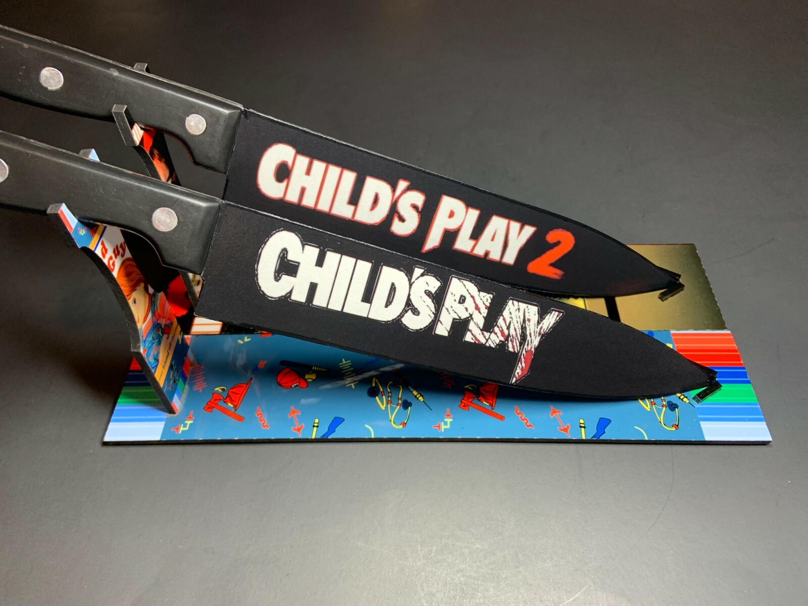 Childs Play 1 & 2 Knife Set With Sublimated Stands