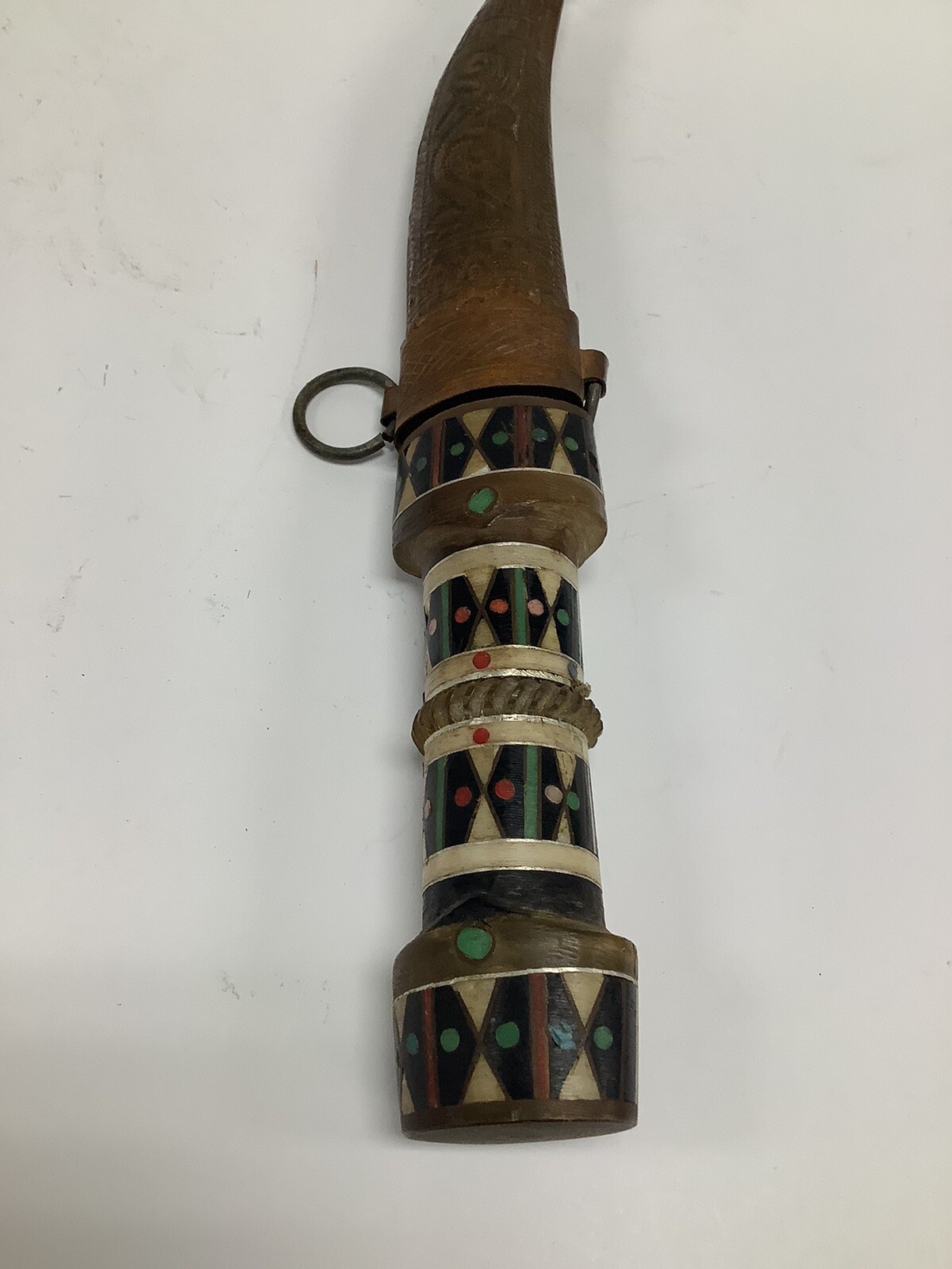 Decorative Inlay Handled Dagger With Engraving On Blade