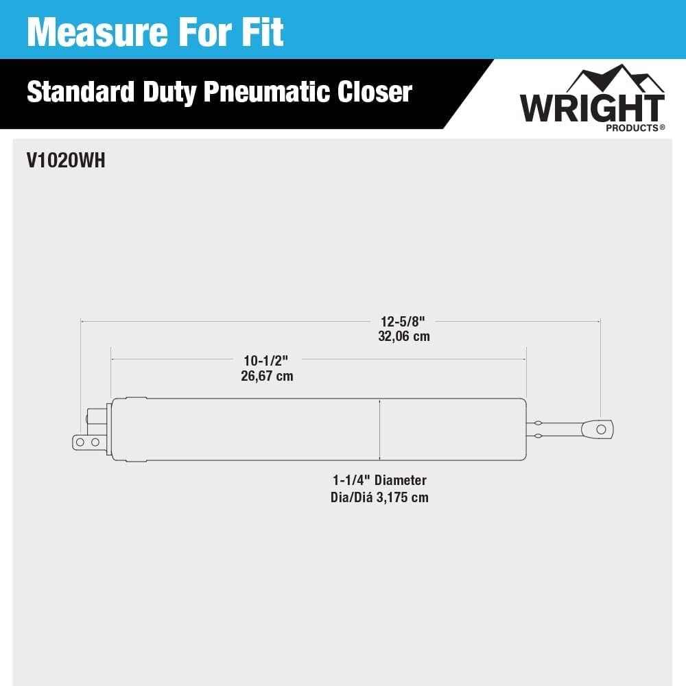 Wright Products Pneumatic Screen & Storm Door Closer, Adjustable, White