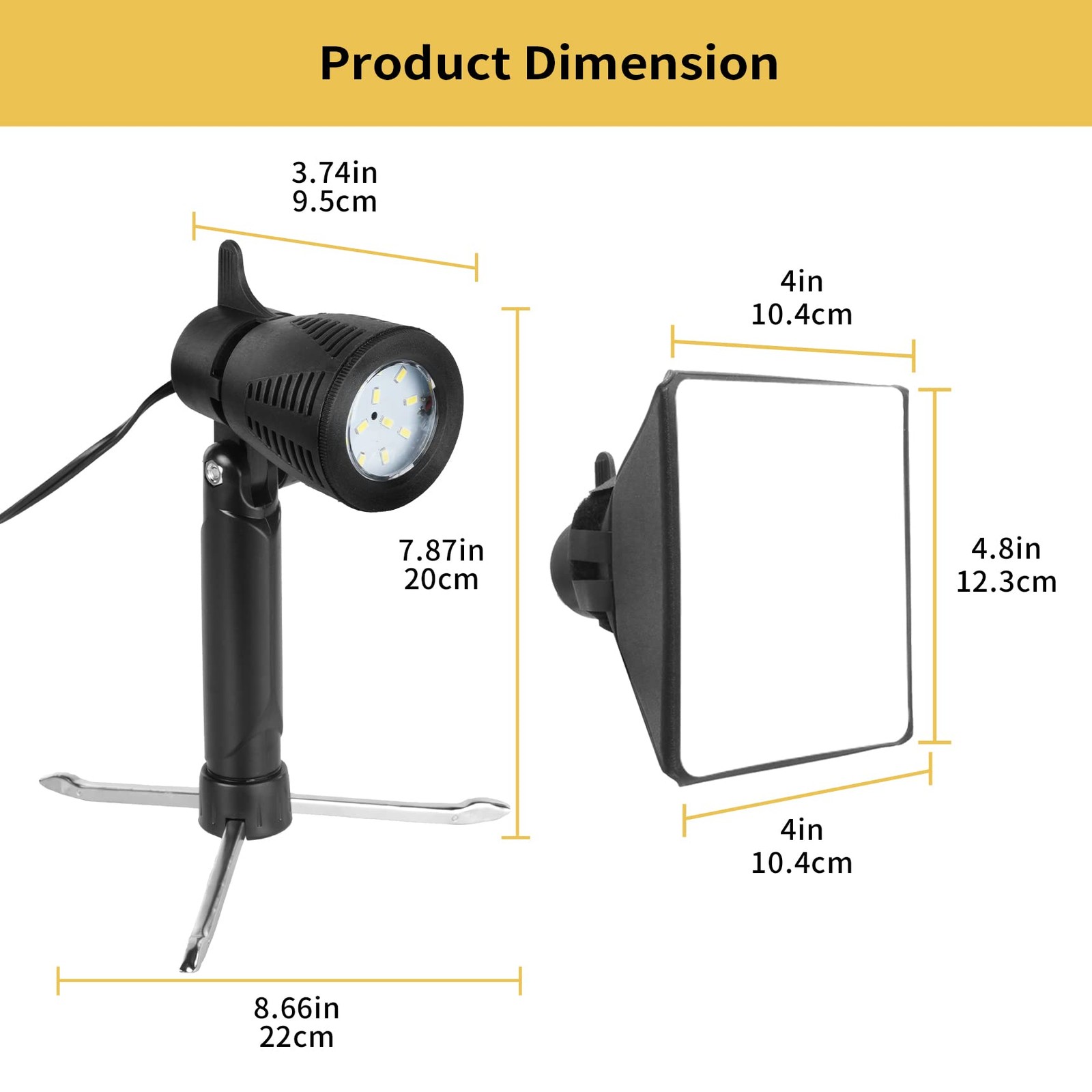 Mini Softbox Photography Lighting Kit, Portable 4x4.8in Continuous Lighting L...
