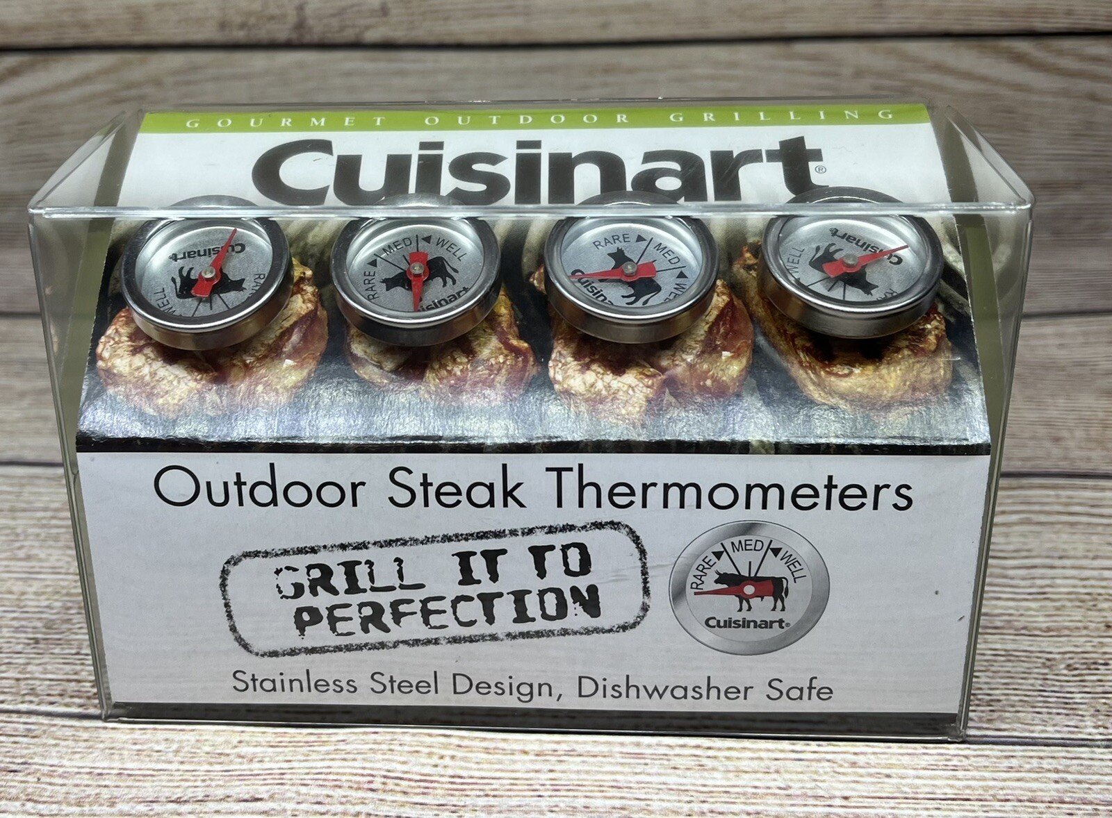 NEW Cuisinart Outdoor Grilling Steak Thermometers Set of Four-Dishwasher Safe