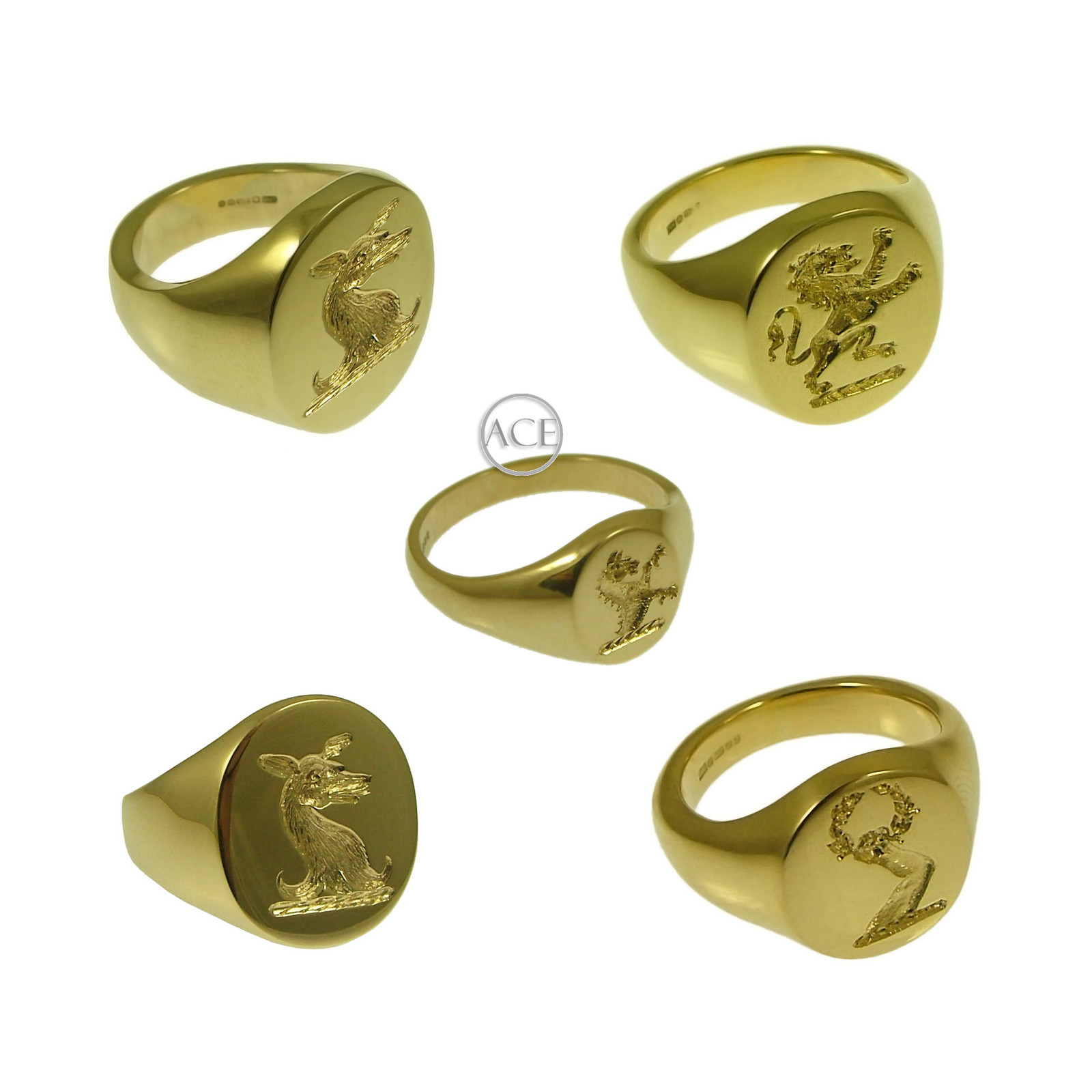 9ct Yellow Gold YOUR Family Crest Rings Oval Signet Rings 375 Fully UK HM Solid