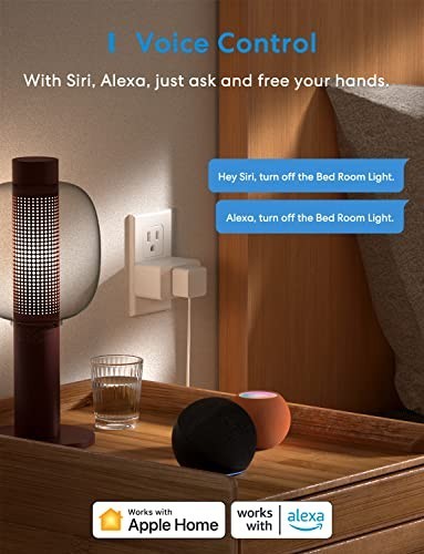 Smart Plug Mini, 15A & Reliable Wi-Fi, Support Apple Homekit, Siri, Alexa, Echo,
