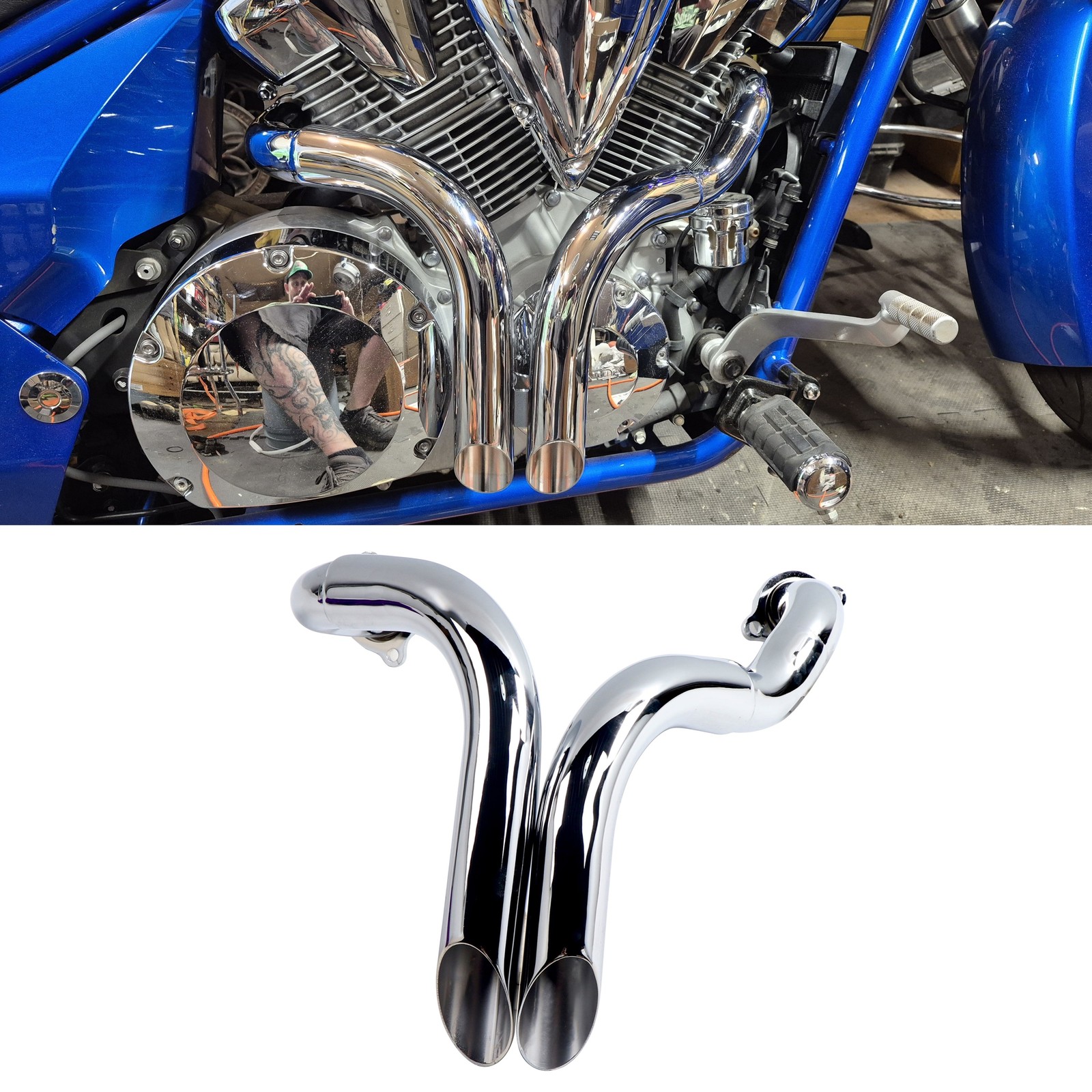 Chrome LAF Drag Pipes for Honda VT1300 Fury/Sabre/Stateline/Interstate 2010-2024