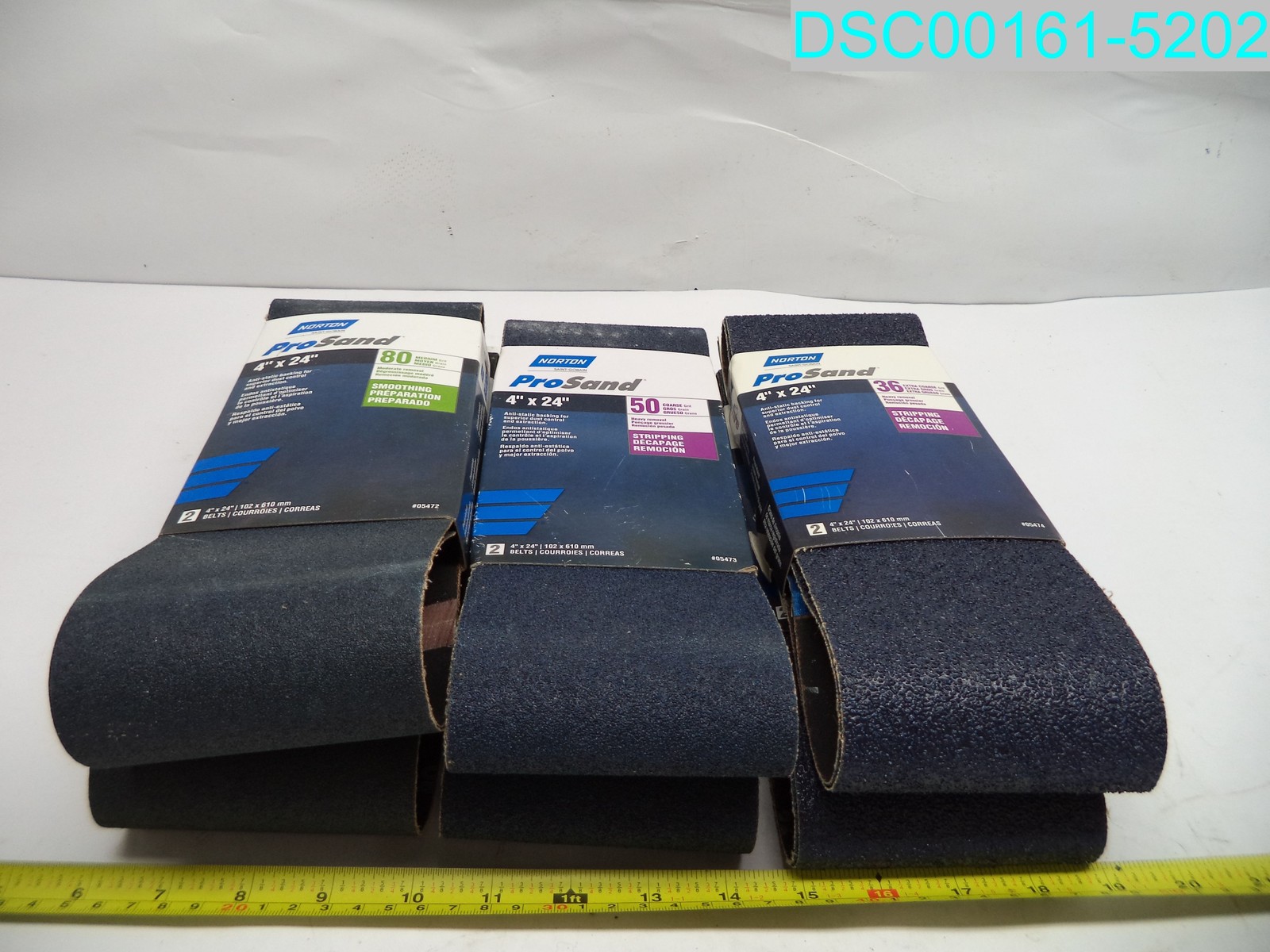 QTY=6: 4"x 24" Norton ProSand Portable Sanding Belt 80/36/50 Grit