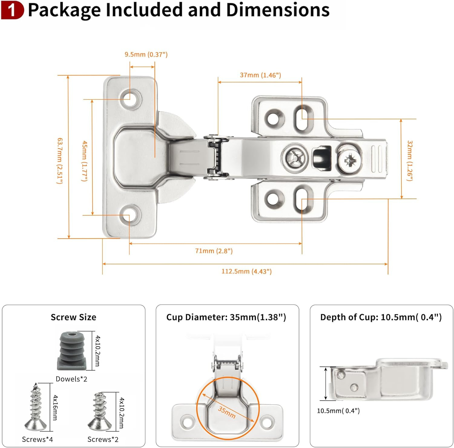 60 Pack Soft Close Concealed Hinges for Kitchen Cabinets, 105° Angle