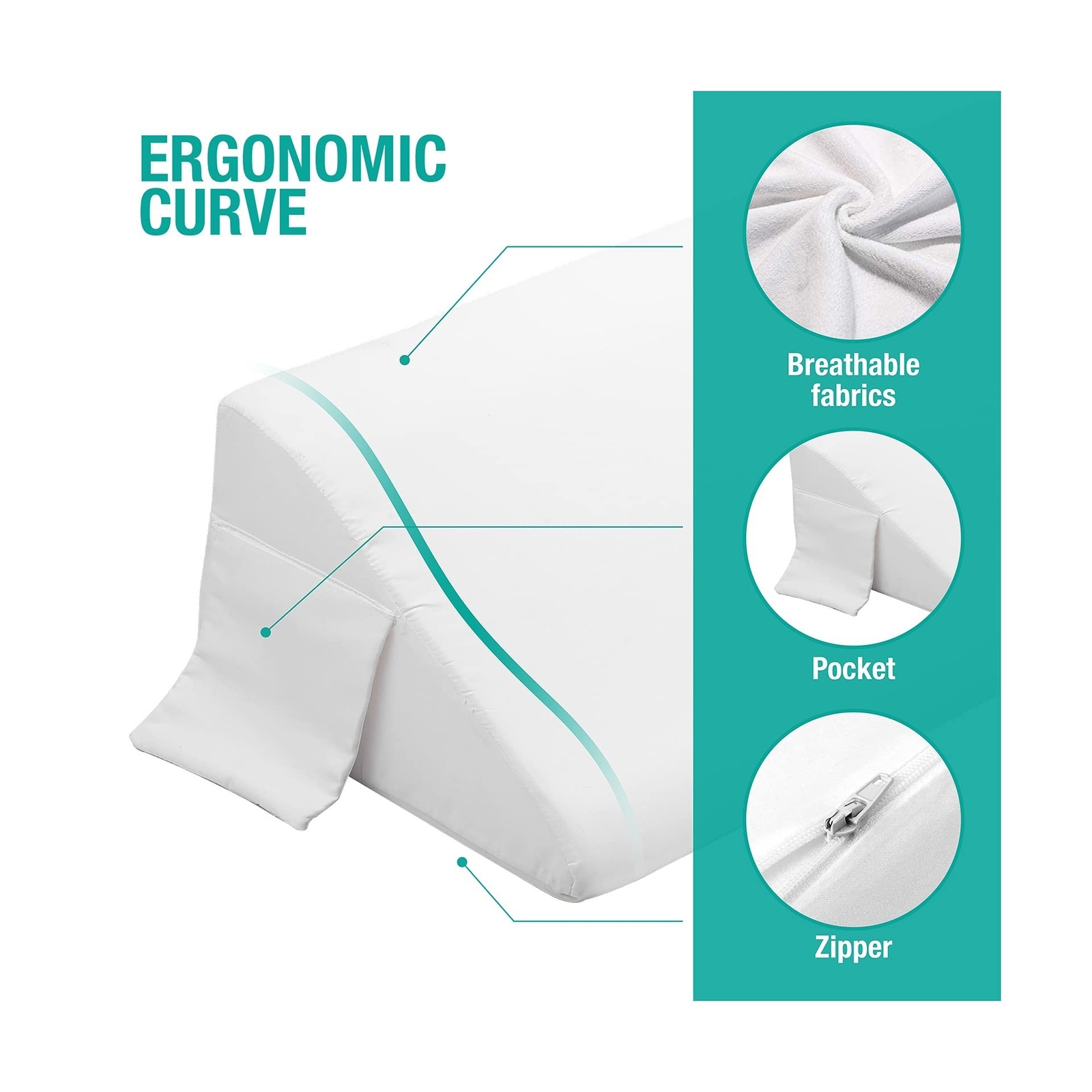 Vekkia King Size Bed Wedge Pillow Gap Filler/Close The Gap (0-6") Between Hea...