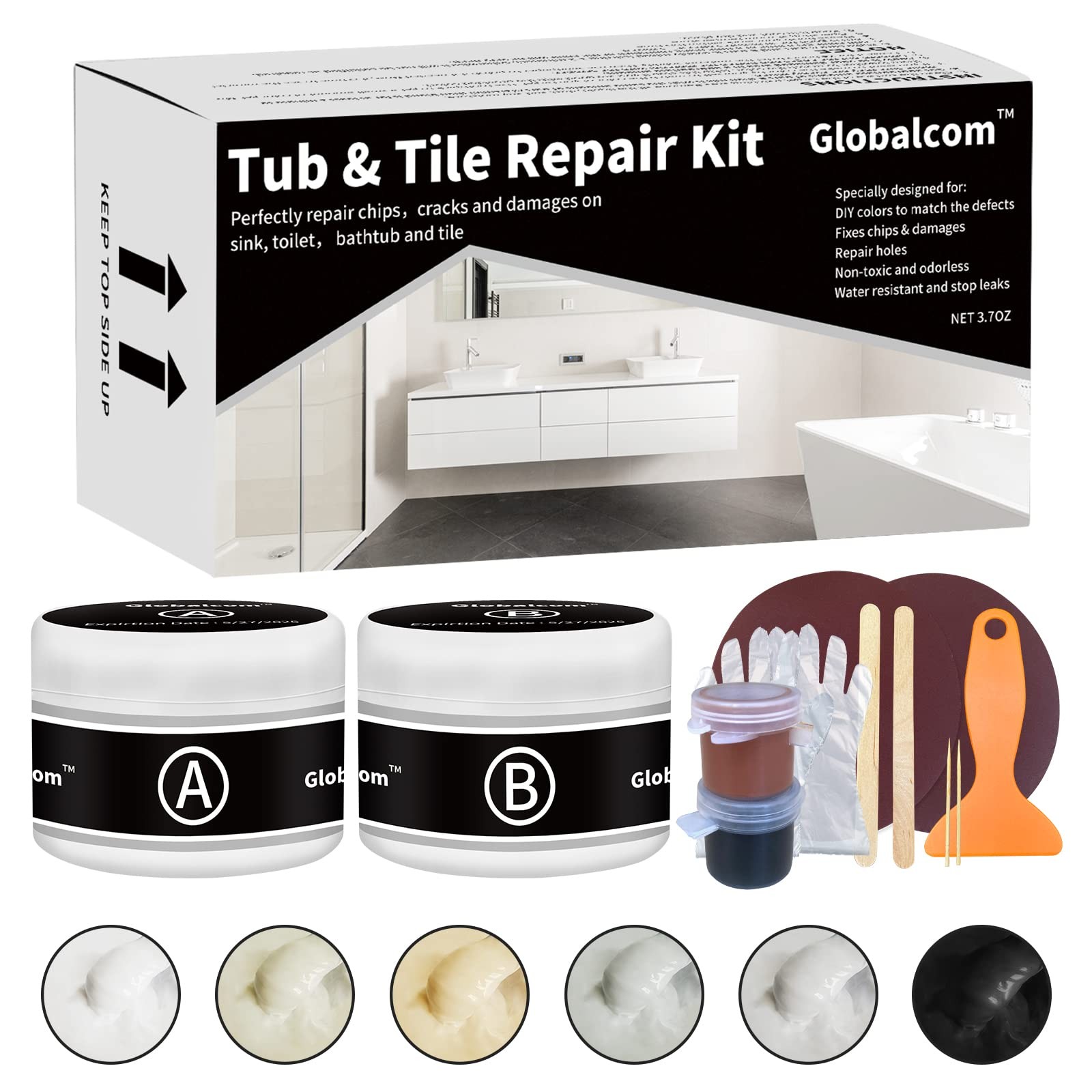 Tub and Fiberglass Shower Repair Kit White Arctic Biscuit Almond Black Bone