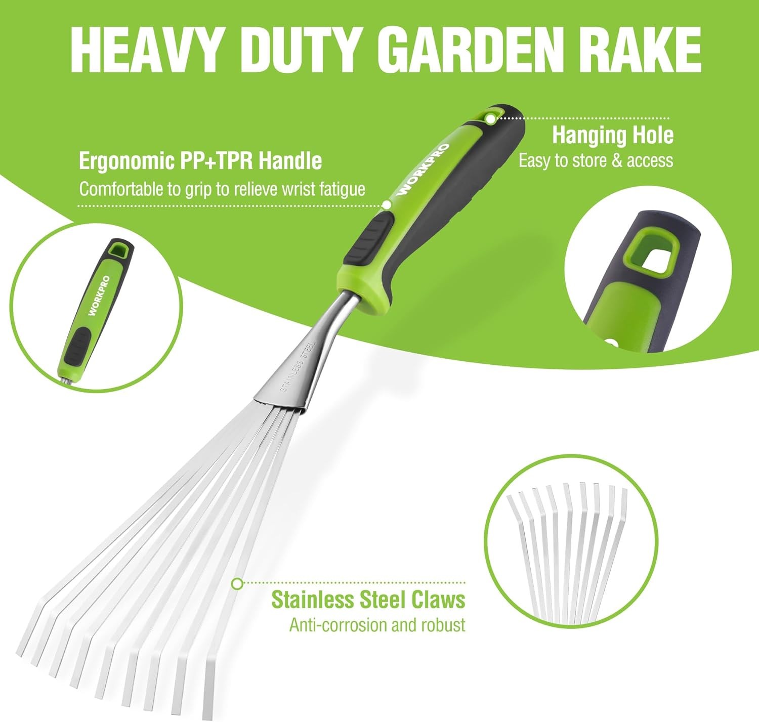 Comfortable soft grip handle, solid durable structure