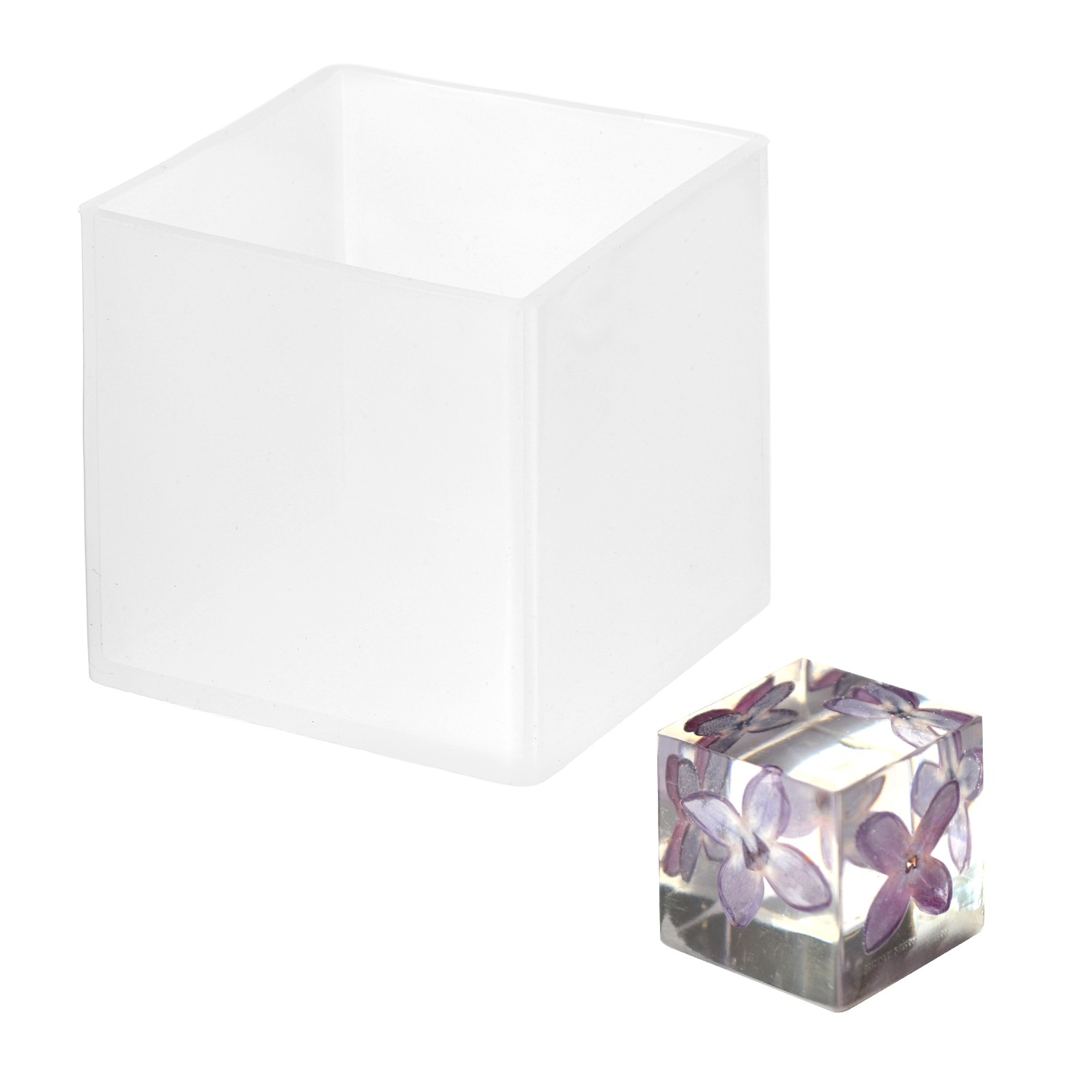 1.4"Cube Resin Mould, Square Clear Epoxy Resin Casting Silicone Mould, Beige