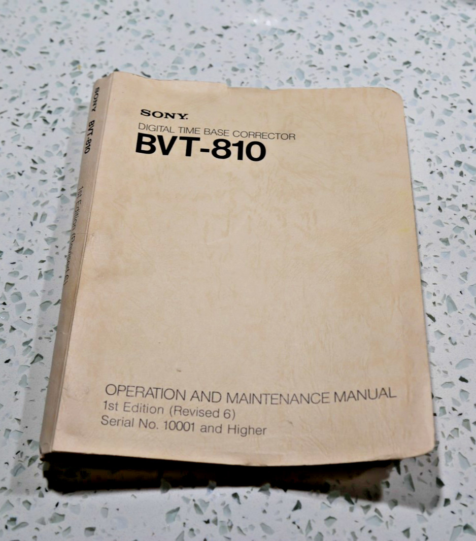 SONY BVT-810 DIGITAL TIME BASE CORRECTOR OPERATION MAINTENANCE & SERVICE MANUAL