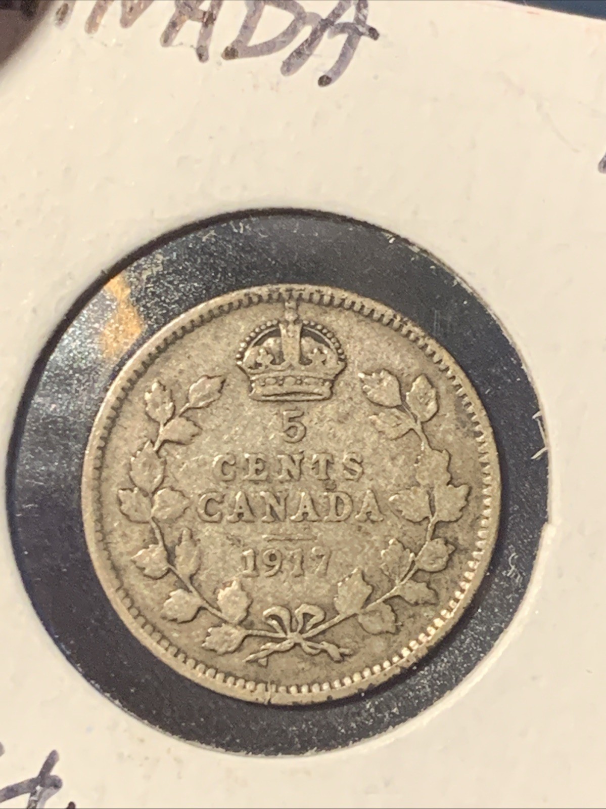 1917 Canada King George V SILVER 5 CENTS!