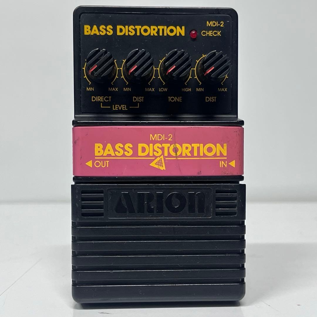 Arion Bass Guitar Distortion Effect Pedal MDI-2 Black Pink Used Tested Working