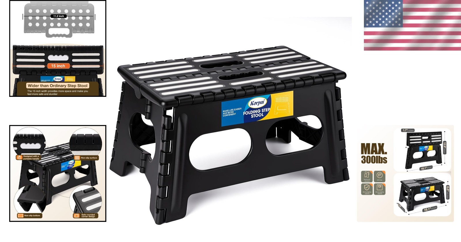 Portable 9-Inch Step Stool - Lightweight, Foldable, Ideal for Kitchen & Bathroom