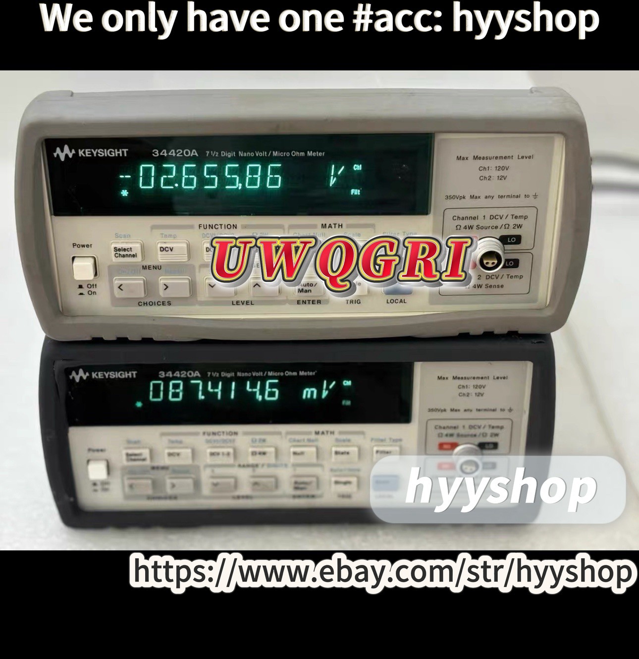 HP Agilent Keysight 34420A 7 1/2 bit nanovolt/Appearance with cable 34012A