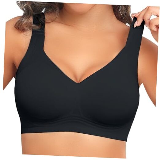 Womens Seamless Wireless Supportive Bra Push Up Comfort Soft No X-Large Black