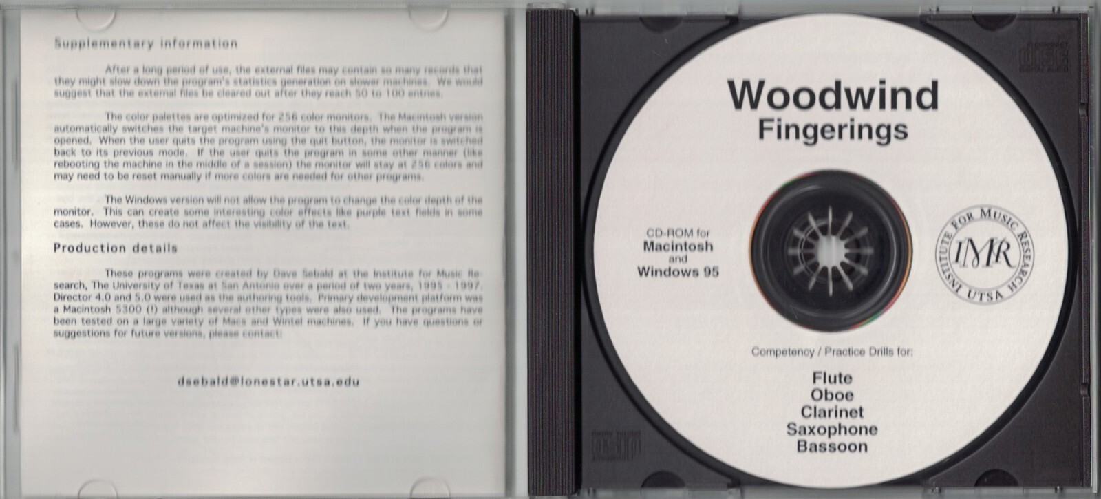 CD-ROM Woodwind Fingerings / Competency & Practice Drills - David Sebald / IMR