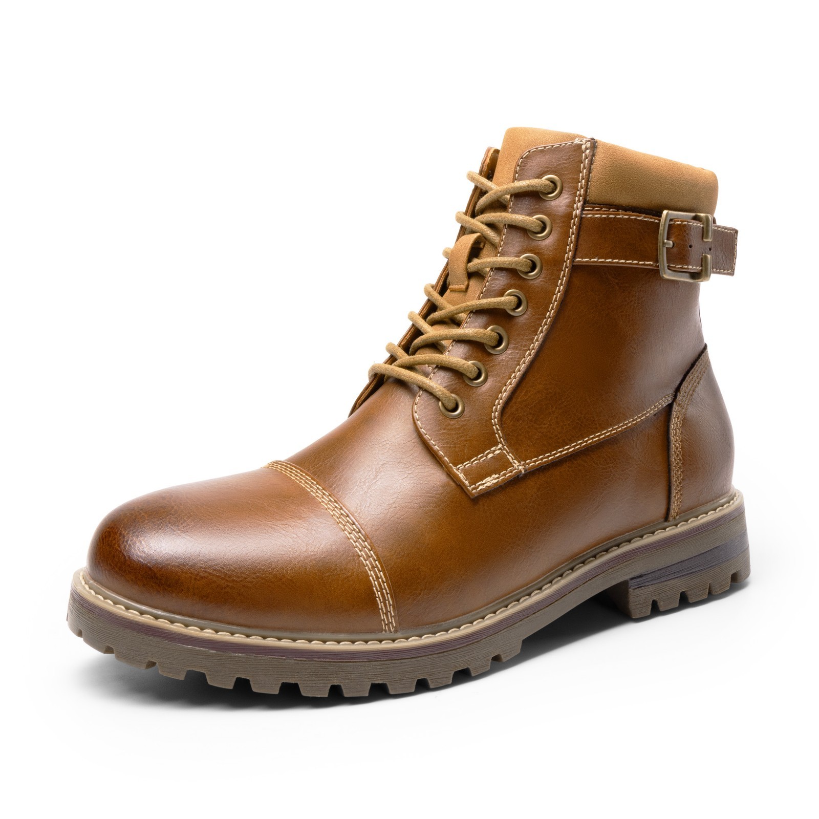 Men’s Winter Motorcycle Boots Faux Fur Military Leather Ankle Boots