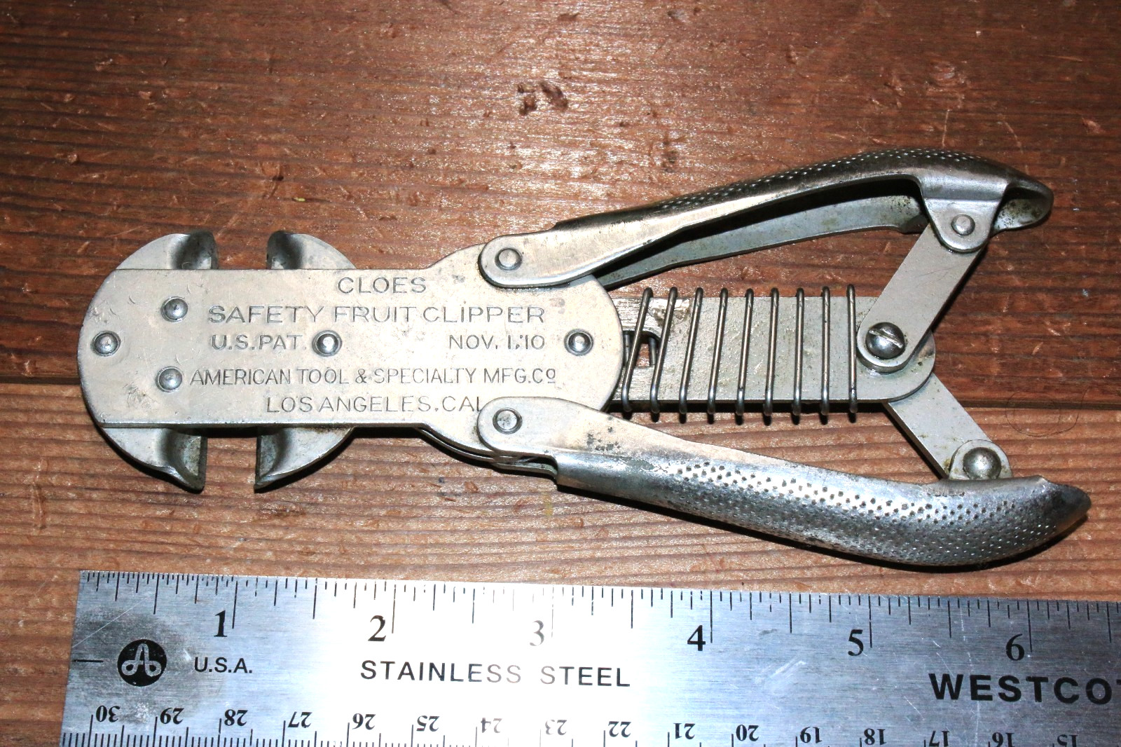 Antique Benjamin Cloes Safety Fruit Clipper Los Angeles CA PAT 1910 USA RARE!