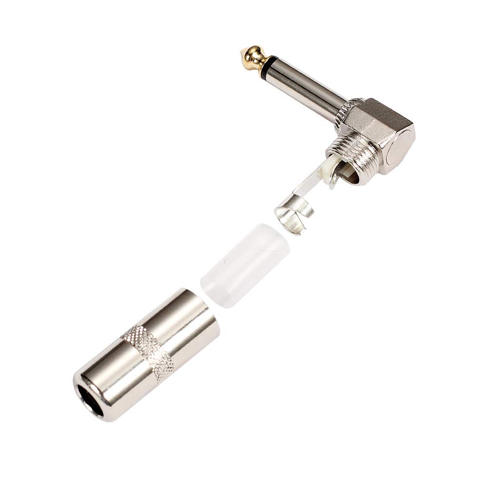 Audio 1/4" 90 Degree Right Angle Plug, 6.35mm TS Plug 5PACK
